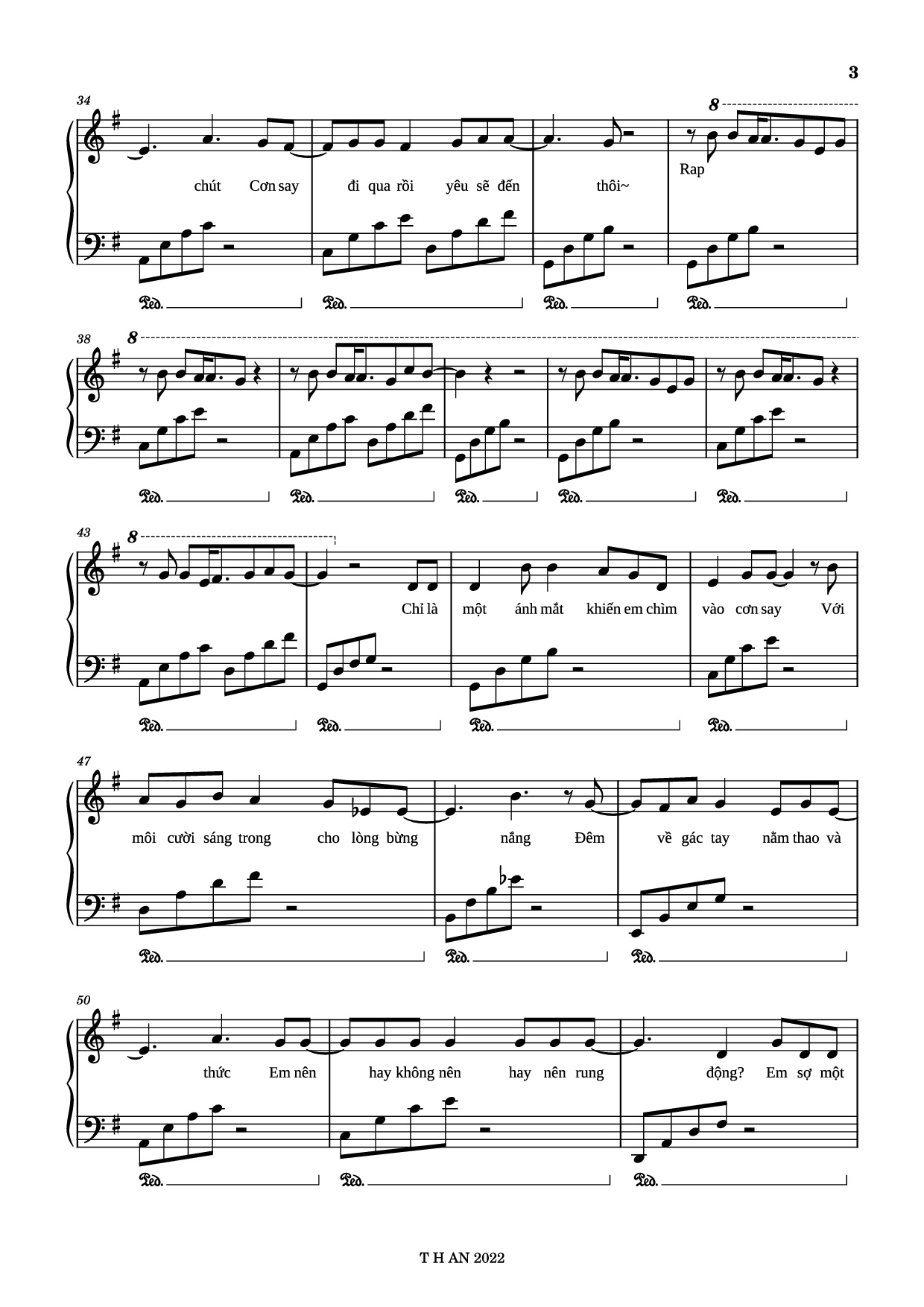 Trang 3 của Sheet nhạc PDF Piano bài hát Shay Nắnggg Piano - AMEE x OBITO x HỨA KIM TUYỀN