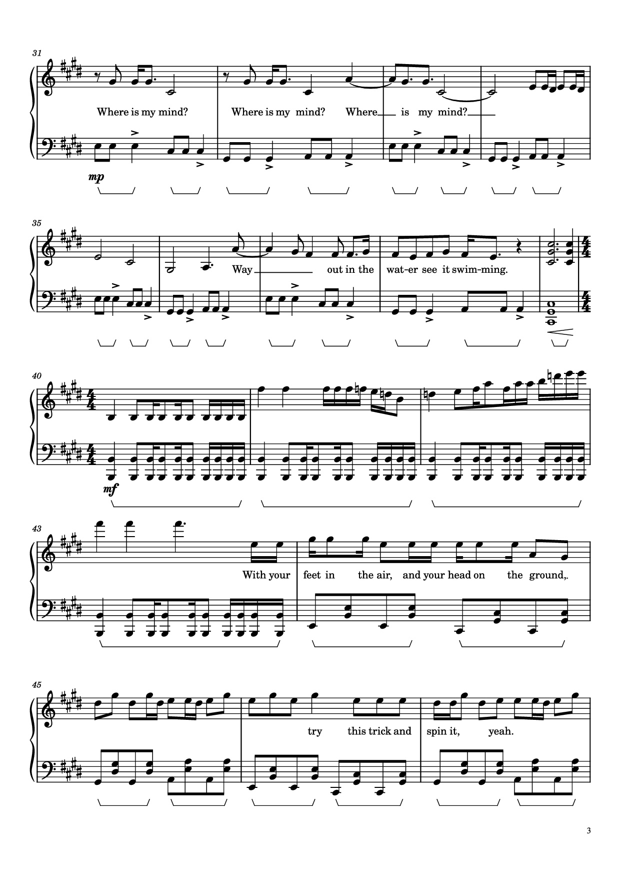 Trang 3 của Sheet nhạc PDF bài hát Where Is My Mind? Piano - Pixies