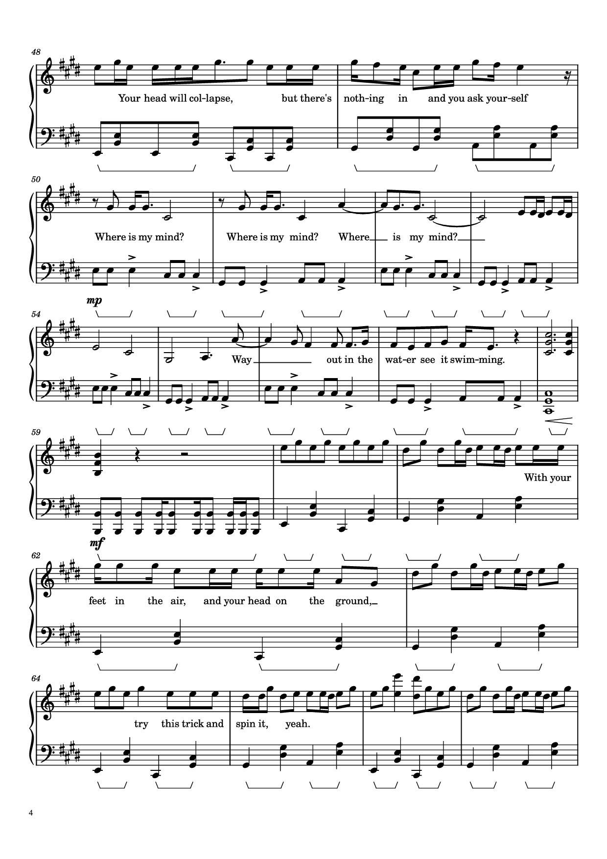 Trang 4 của Sheet nhạc PDF bài hát Where Is My Mind? Piano - Pixies