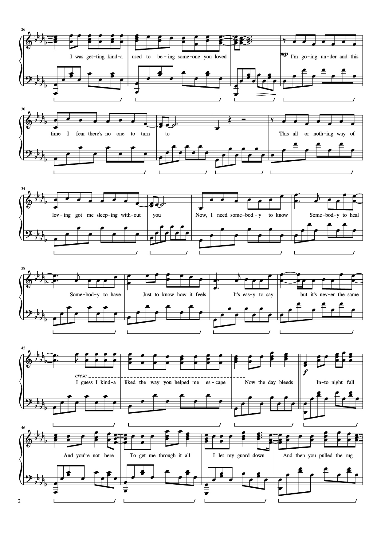 Trang 2 của Sheet nhạc PDF Piano bài hát Someone You Loved Piano - Undefined
