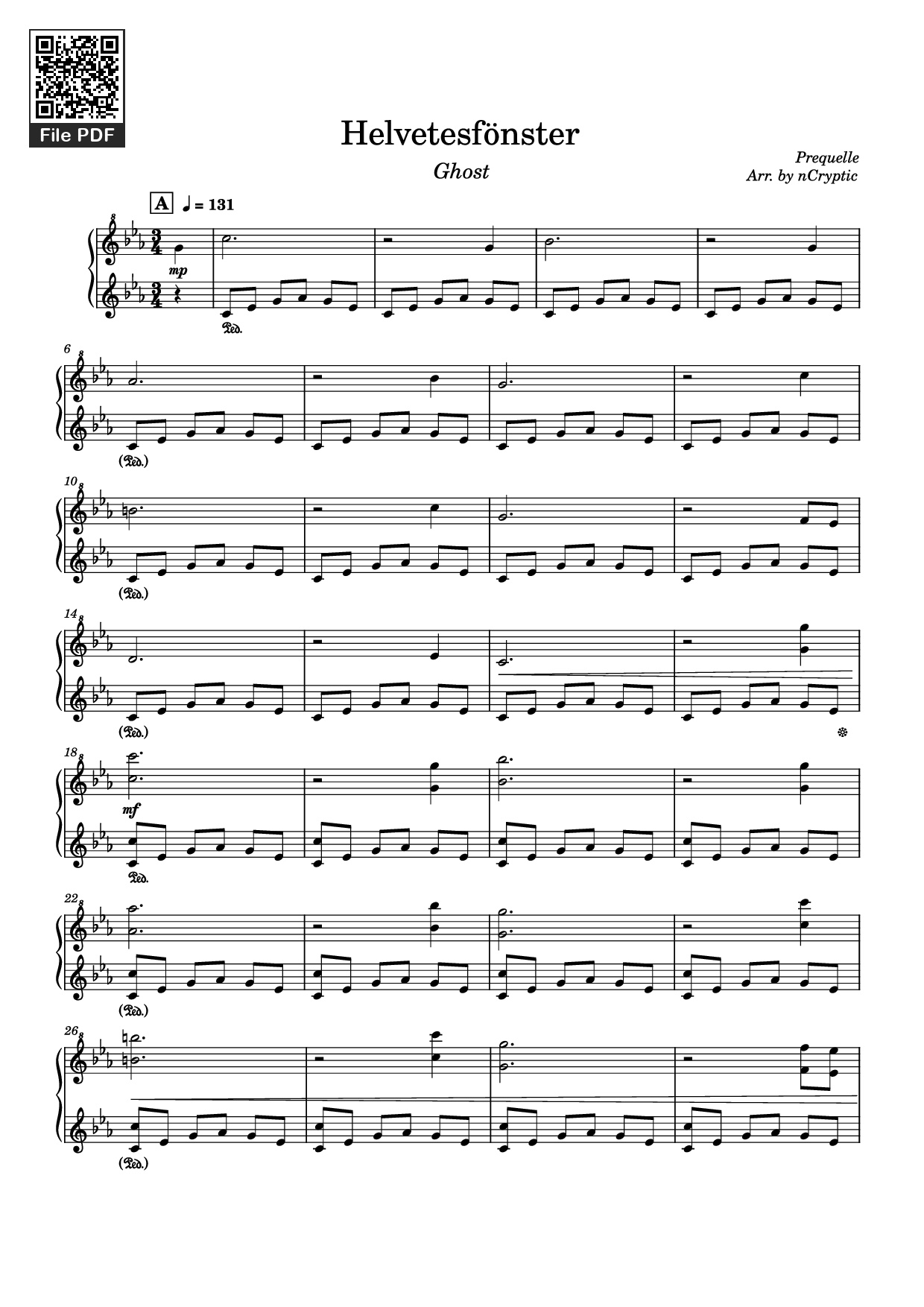 Trang 1 của Sheet nhạc PDF Piano bài hát Helvetesfönster Piano - Prequelle
