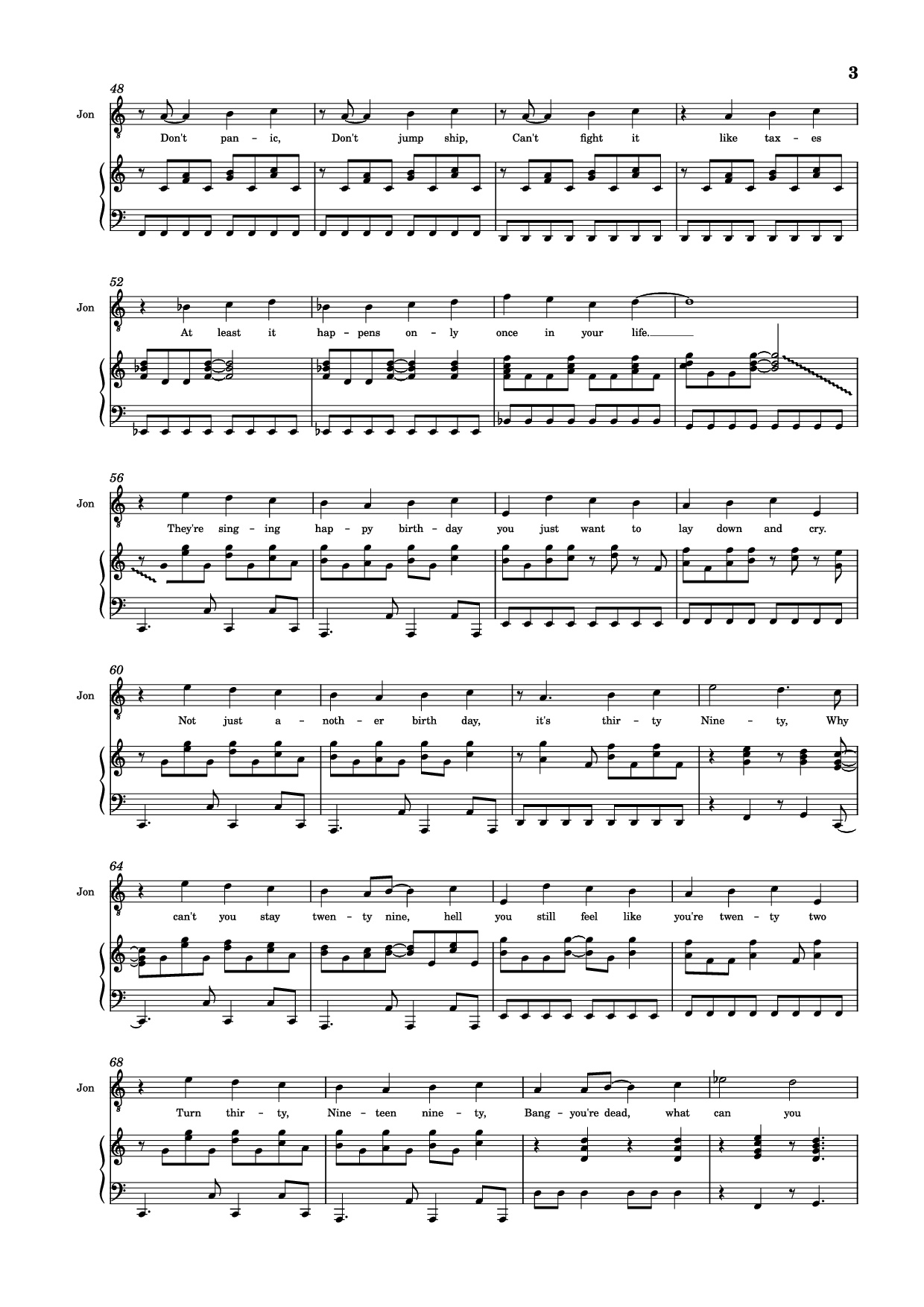 Trang 3 của Sheet nhạc PDF Piano bài hát 30/90 Piano - Jonathan Larson, Andrew Garfield