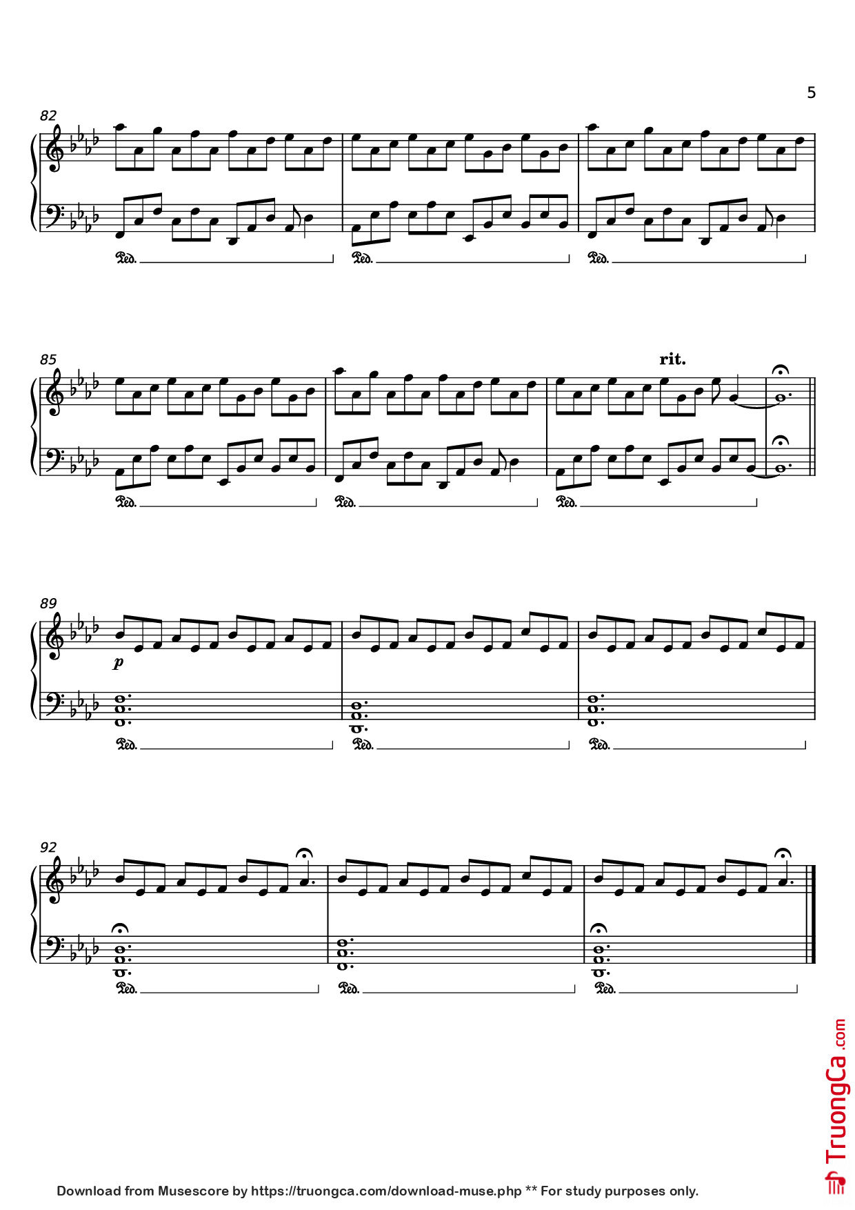 Trang 5 của Sheet nhạc PDF Piano bài hát Nuvole Bianchi Piano - Undefined