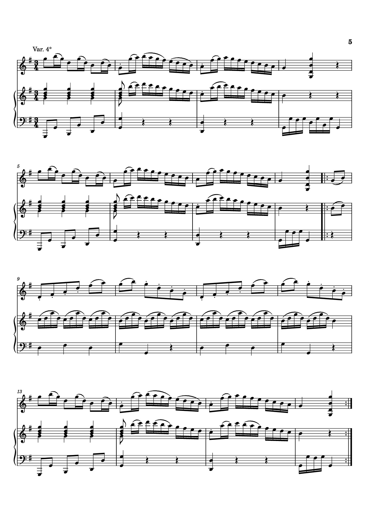 Trang 5 của Sheet nhạc PDF Piano bài hát Sei variazioni per piano forte con accomp. del violino o flauto obbligato - Johann Baptist Vanhal (1739-1813