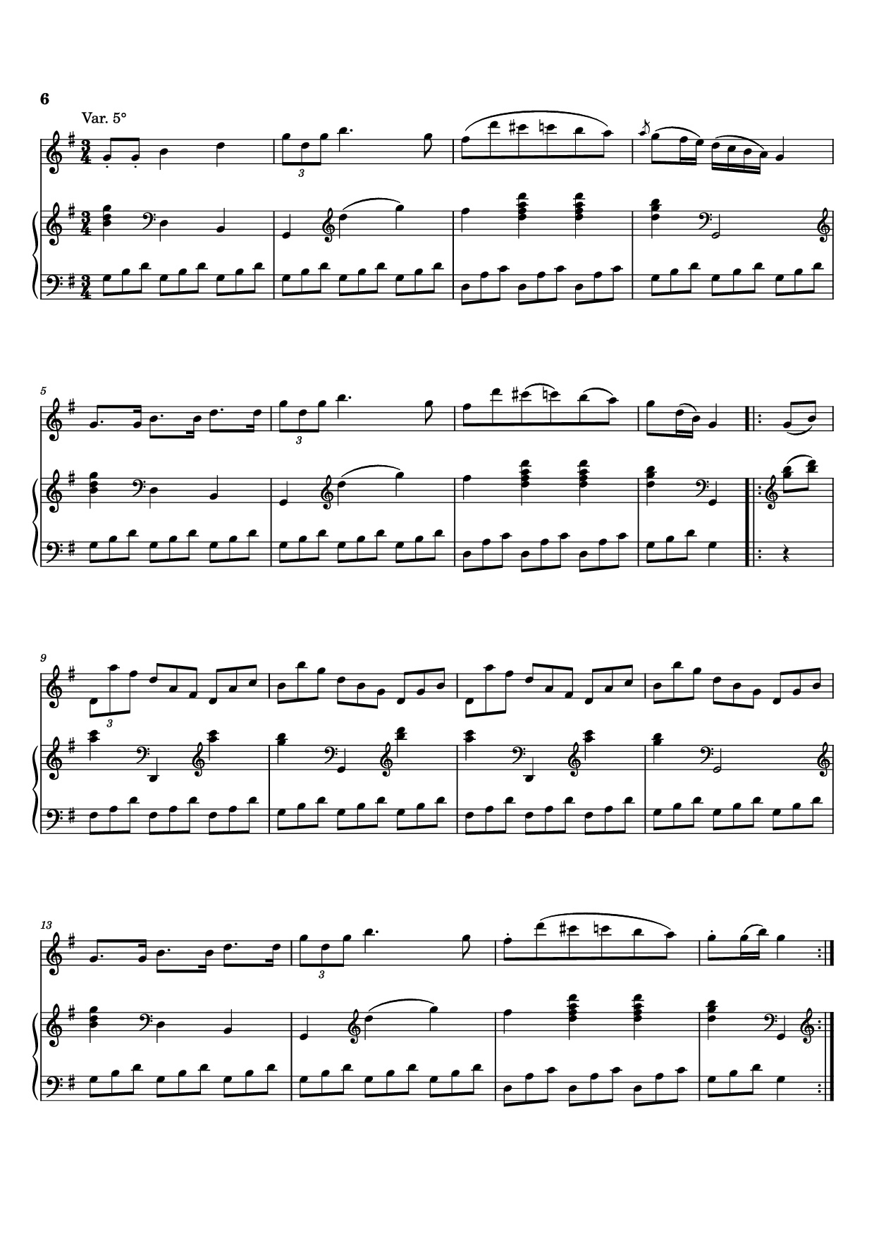 Trang 6 của Sheet nhạc PDF Piano bài hát Sei variazioni per piano forte con accomp. del violino o flauto obbligato - Johann Baptist Vanhal (1739-1813