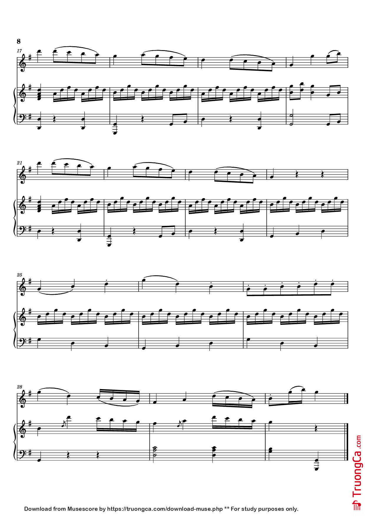 Trang 8 của Sheet nhạc PDF Piano bài hát Sei variazioni per piano forte con accomp. del violino o flauto obbligato - Johann Baptist Vanhal (1739-1813