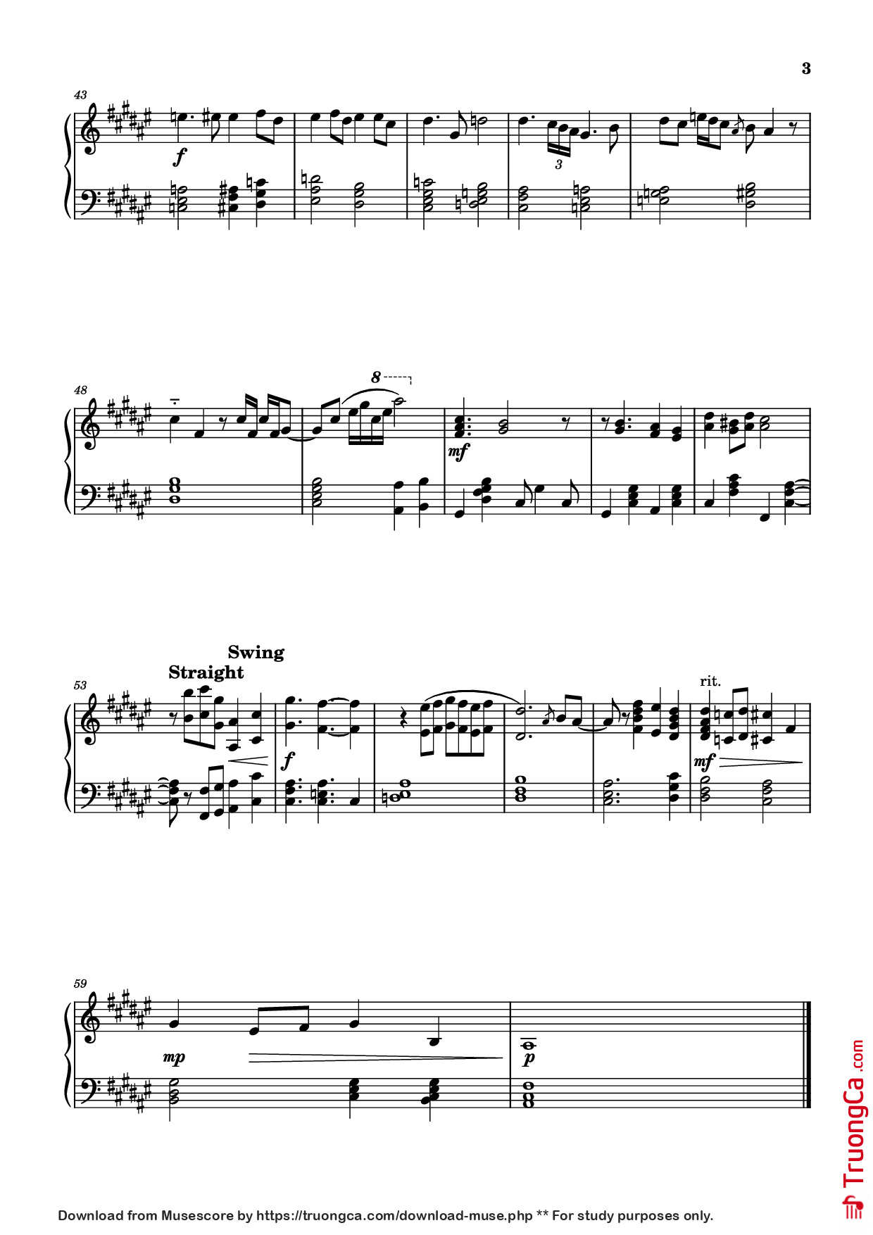 Trang 3 của Sheet nhạc PDF Piano bài hát One More Tomorrow Piano - Frankie Carle