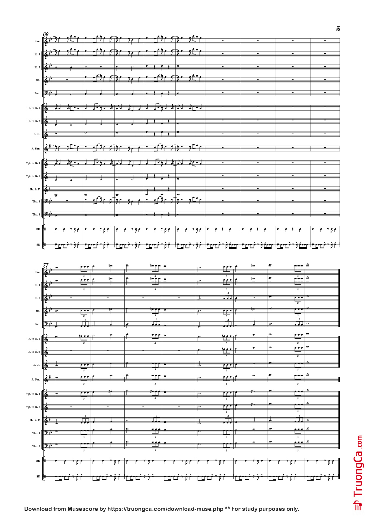 Trang 5 của Sheet nhạc PDF bài hát Inarizaki Cheer 1 and 2 - Yuki Hayashi / Arr: RAN