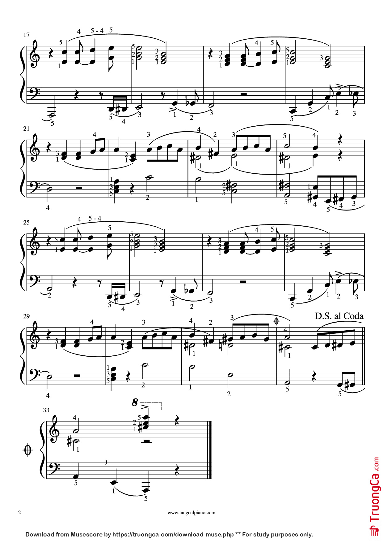 Trang 2 của Sheet nhạc PDF Piano bài hát Por una cabeza Piano - Música: Carlos Gardel Arreglo didáctico: Javier Tucat Moreno