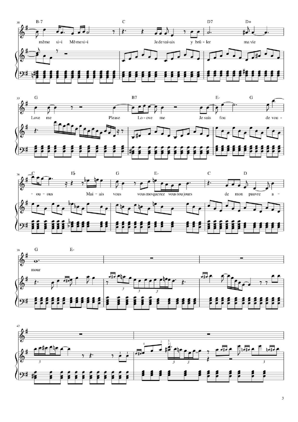 Trang 3 của Sheet nhạc PDF Piano bài hát Love me, please love me Piano - Musique : Michel Polnareff