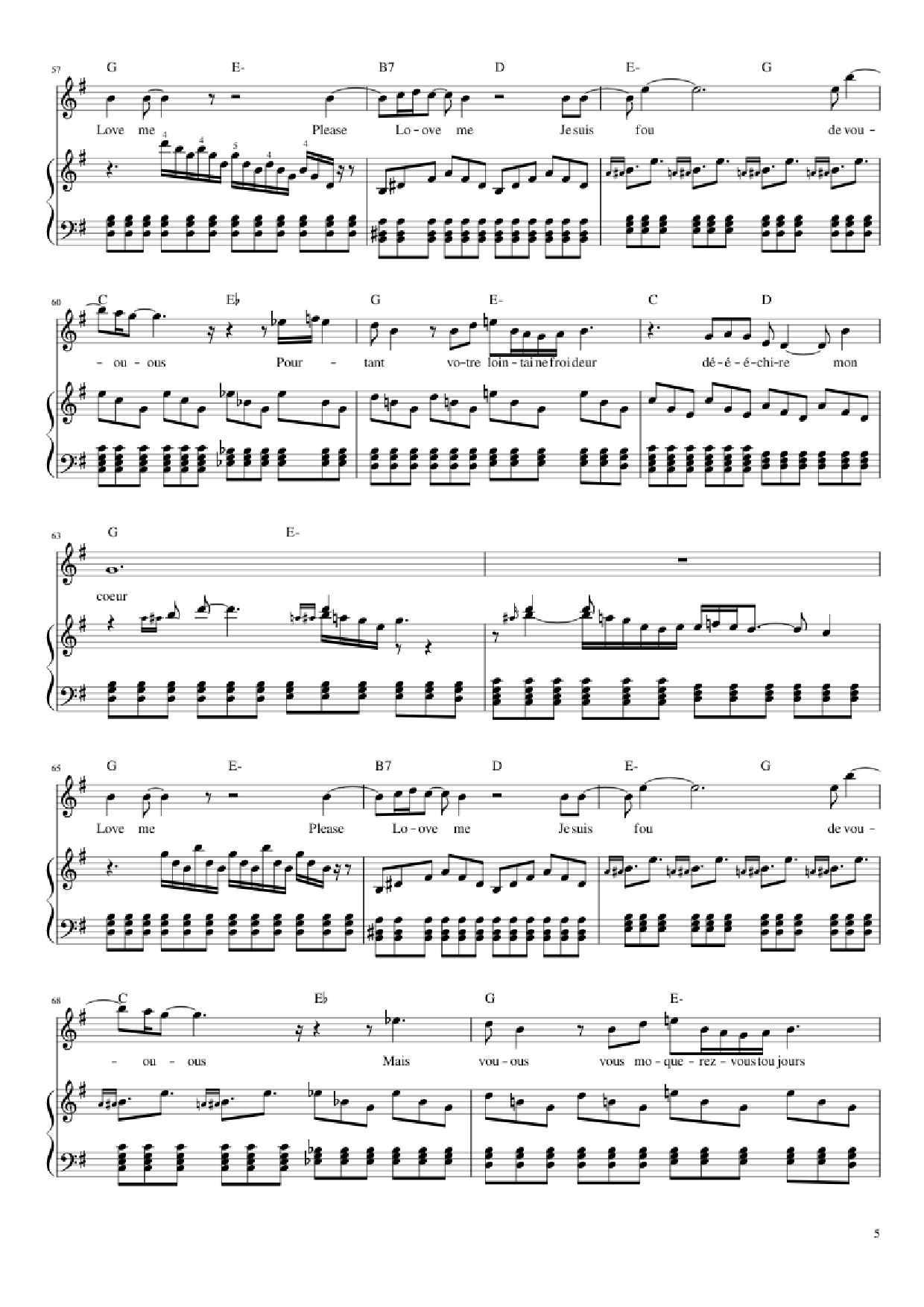 Trang 5 của Sheet nhạc PDF Piano bài hát Love me, please love me Piano - Musique : Michel Polnareff