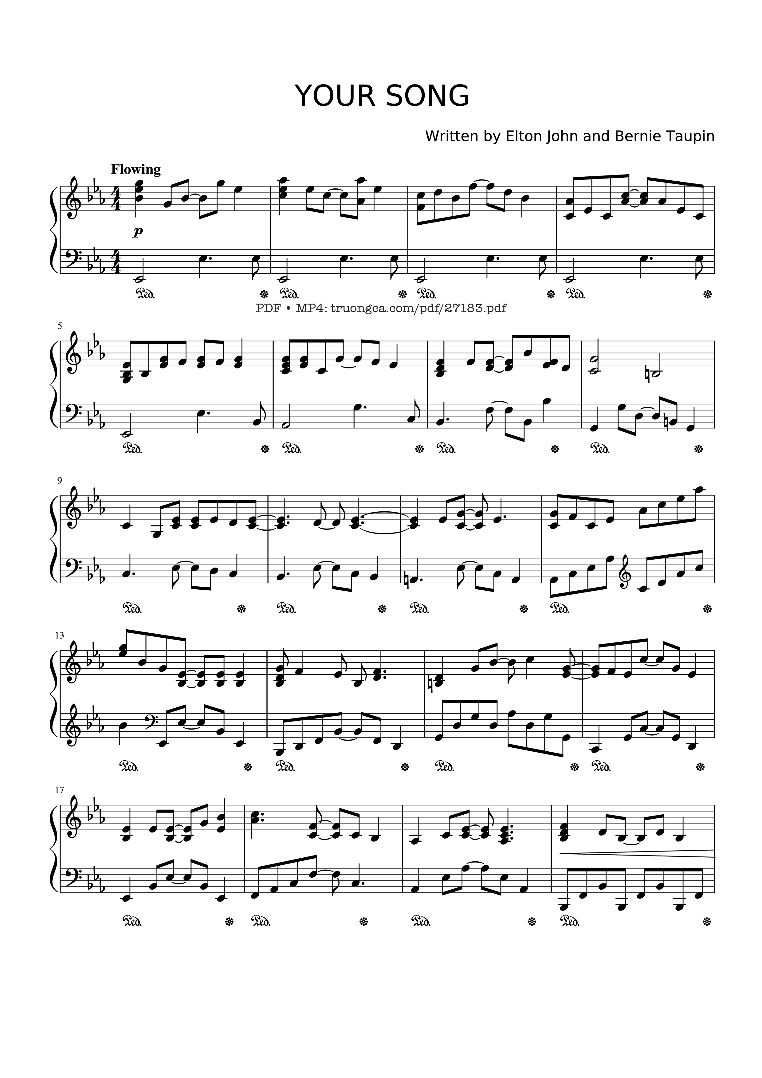 Sheet nhạc PDF bài YOUR SONG Piano