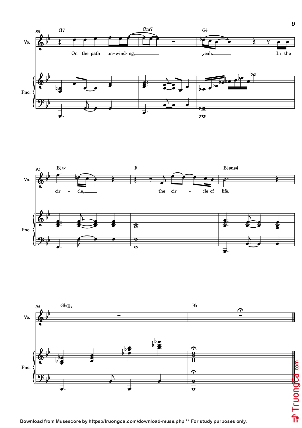 Trang 9 của Sheet nhạc PDF Piano bài hát Circle of Life Piano & Vocal - Elton John