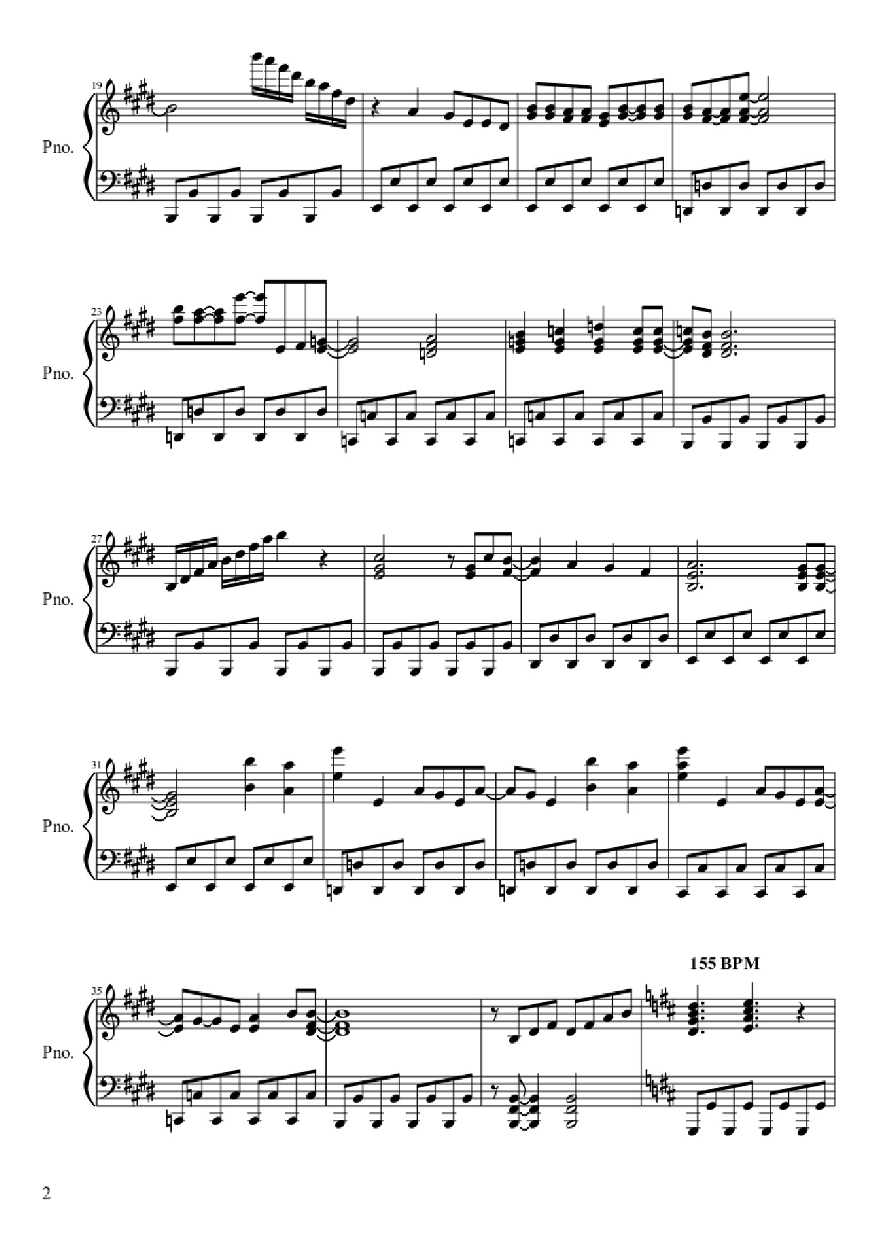 Trang 2 của Sheet nhạc PDF Piano bài hát Dragon Ball Z Piano - Arr.: Javier Alonso Silva