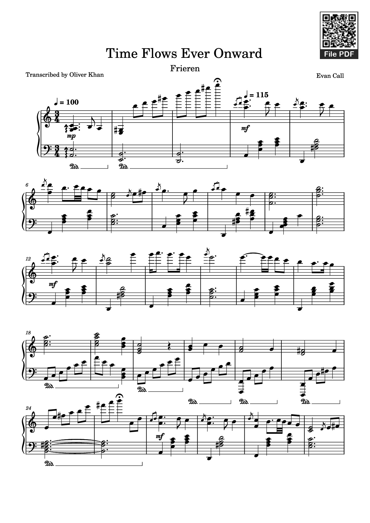 Sheet nhạc PDF bài Time Flows Ever Onward Piano