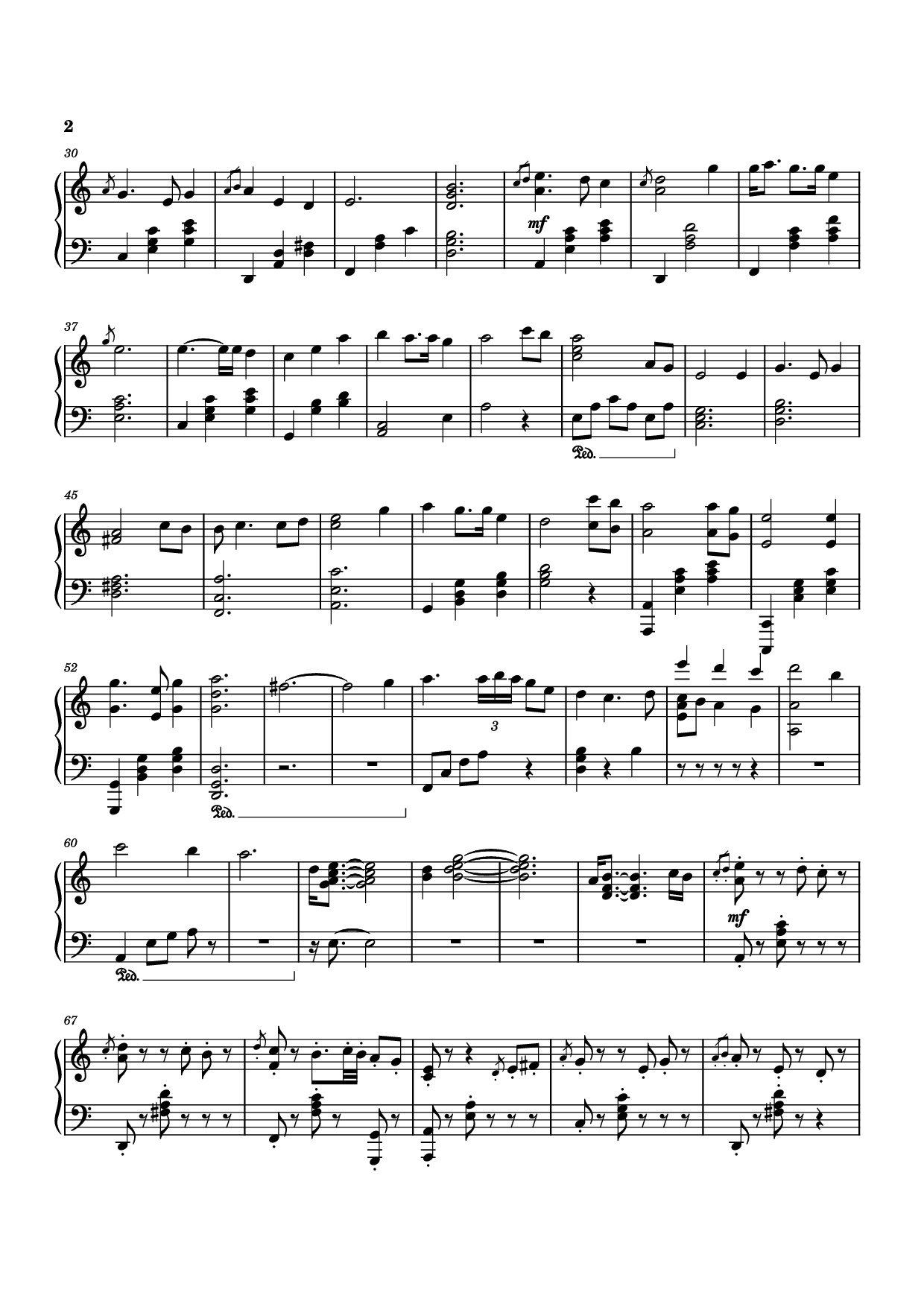 Trang 2 của Sheet nhạc PDF Piano bài hát Time Flows Ever Onward Piano - Evan Call