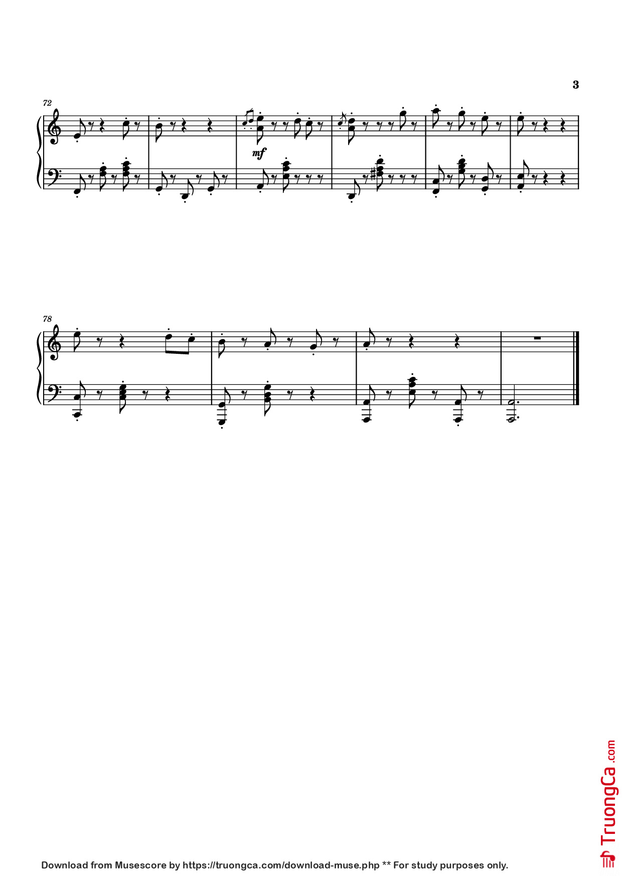 Trang 3 của Sheet nhạc PDF Piano bài hát Time Flows Ever Onward Piano - Evan Call