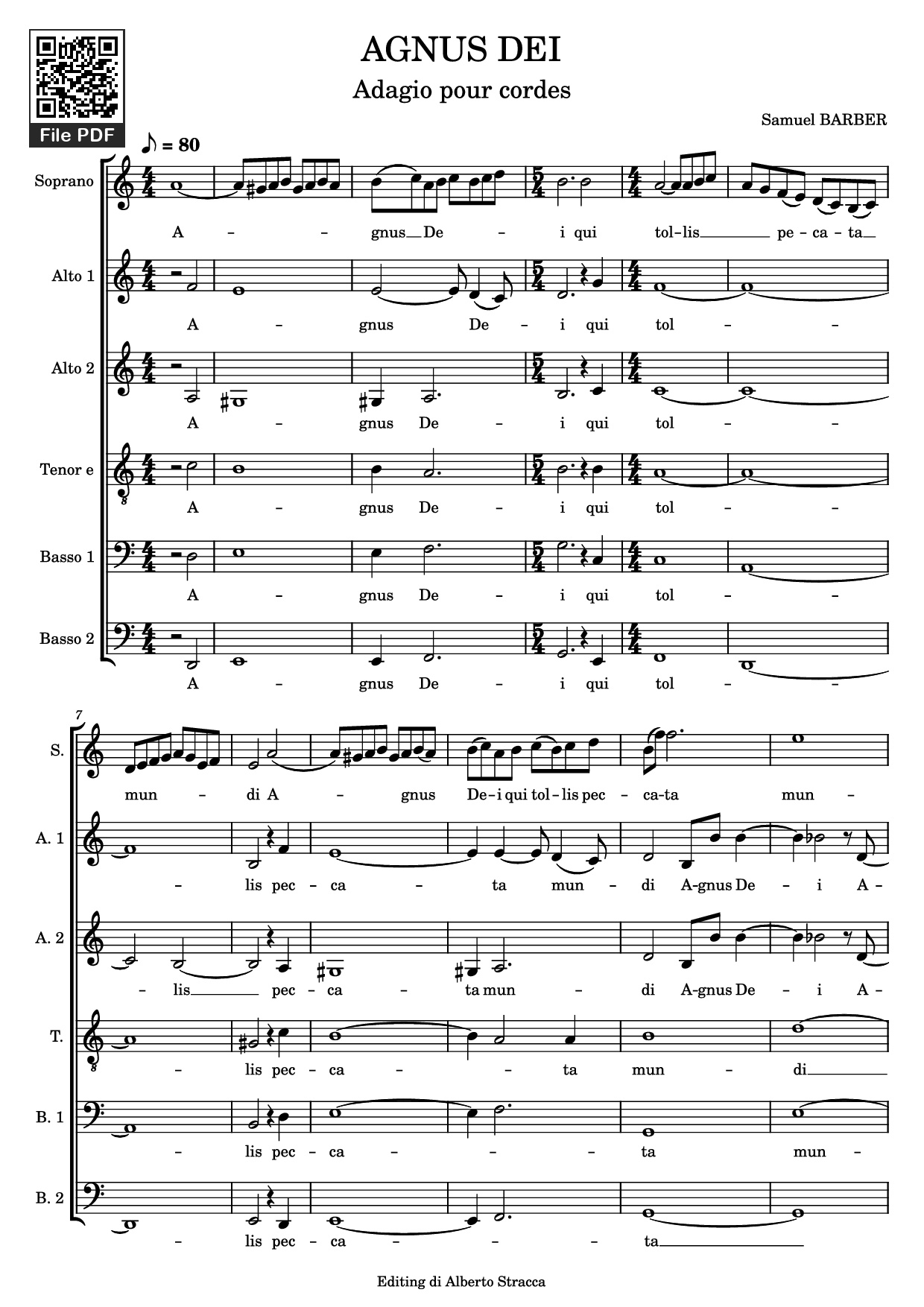 Sheet nhạc PDF bài AGNUS DEI - Samuel BARBER