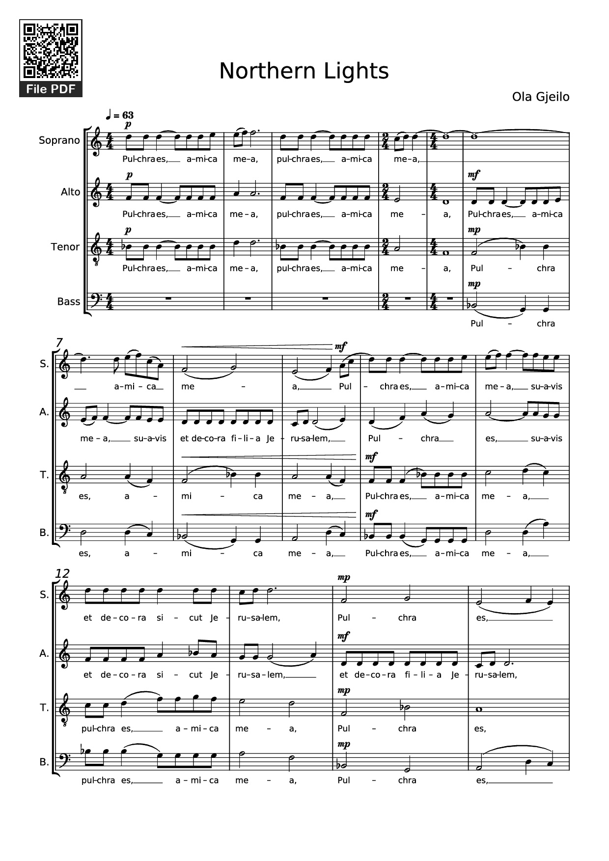 Sheet nhạc PDF bài Northern Lights