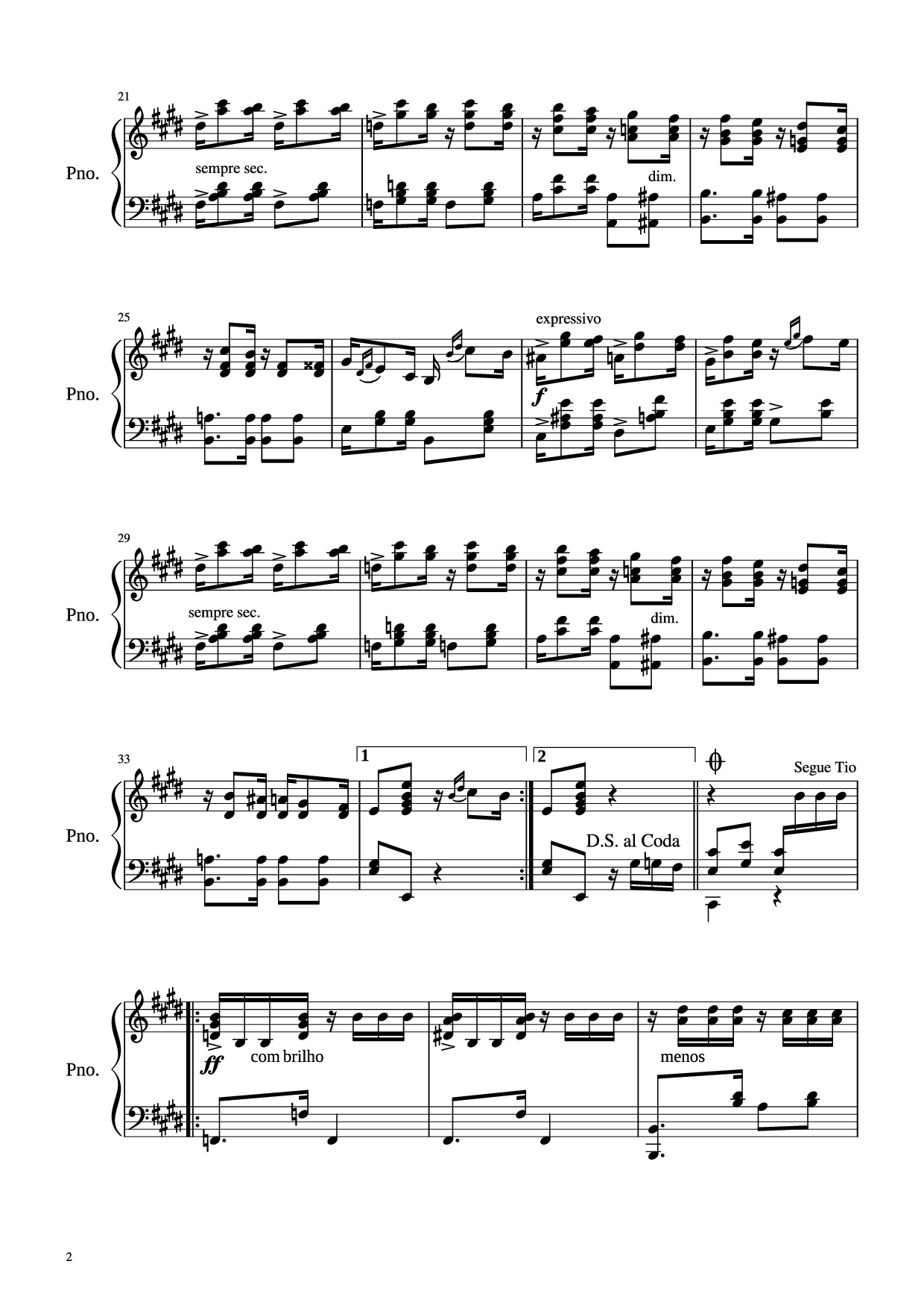Trang 2 của Sheet nhạc PDF Piano bài hát Odeon Piano - Esnesto Nazareth Hubaldo Maurício