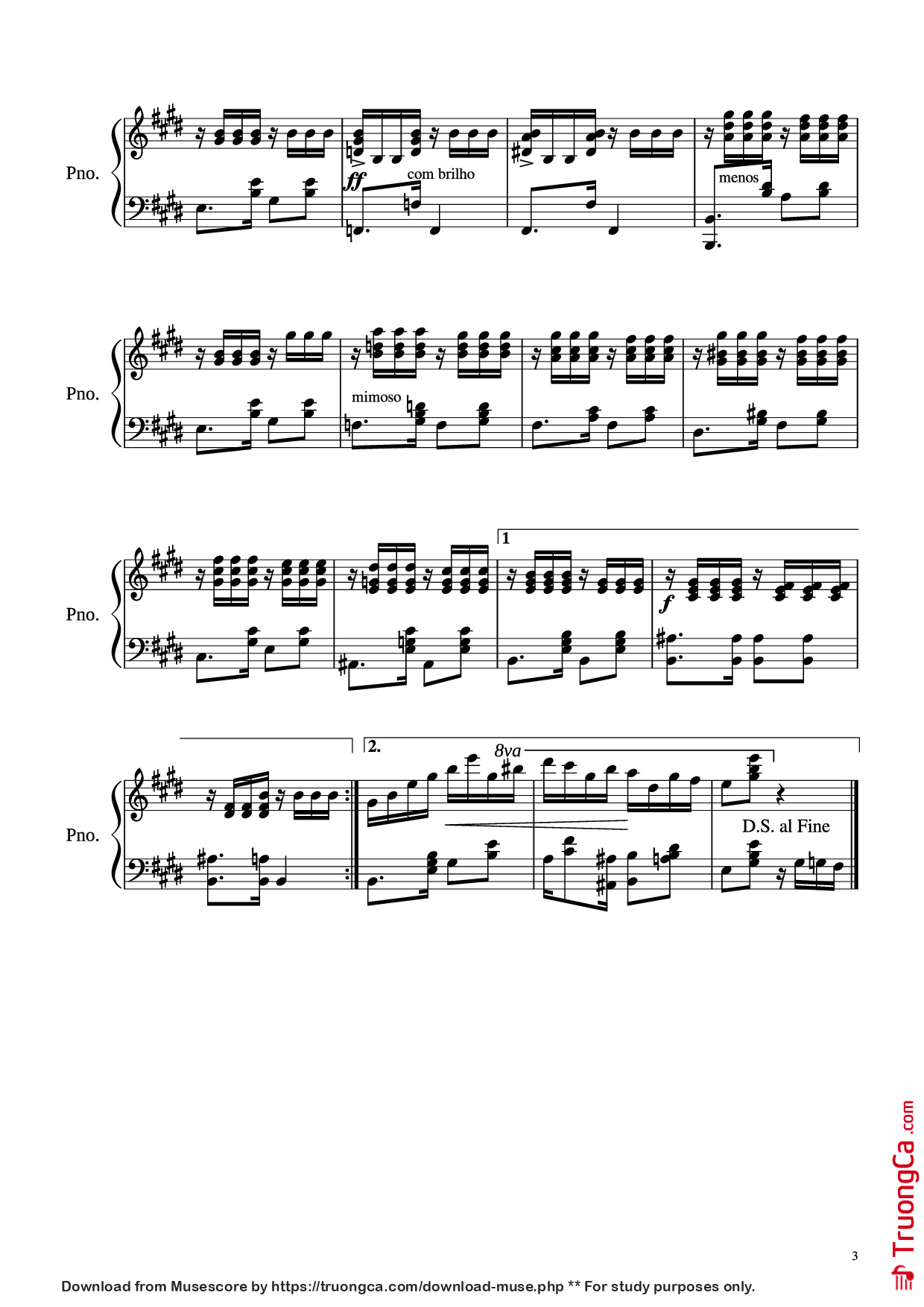 Trang 3 của Sheet nhạc PDF Piano bài hát Odeon Piano - Esnesto Nazareth Hubaldo Maurício