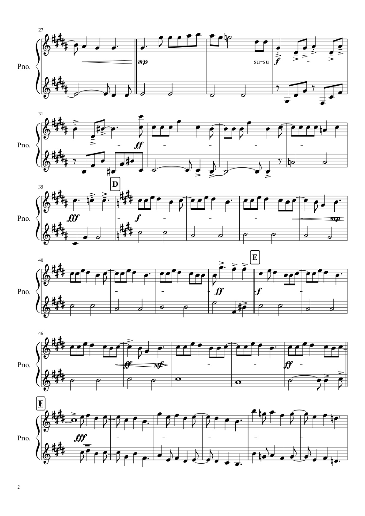 Trang 2 của Sheet nhạc PDF Piano bài hát guren no yumiya Piano - Volla & Alecca vers