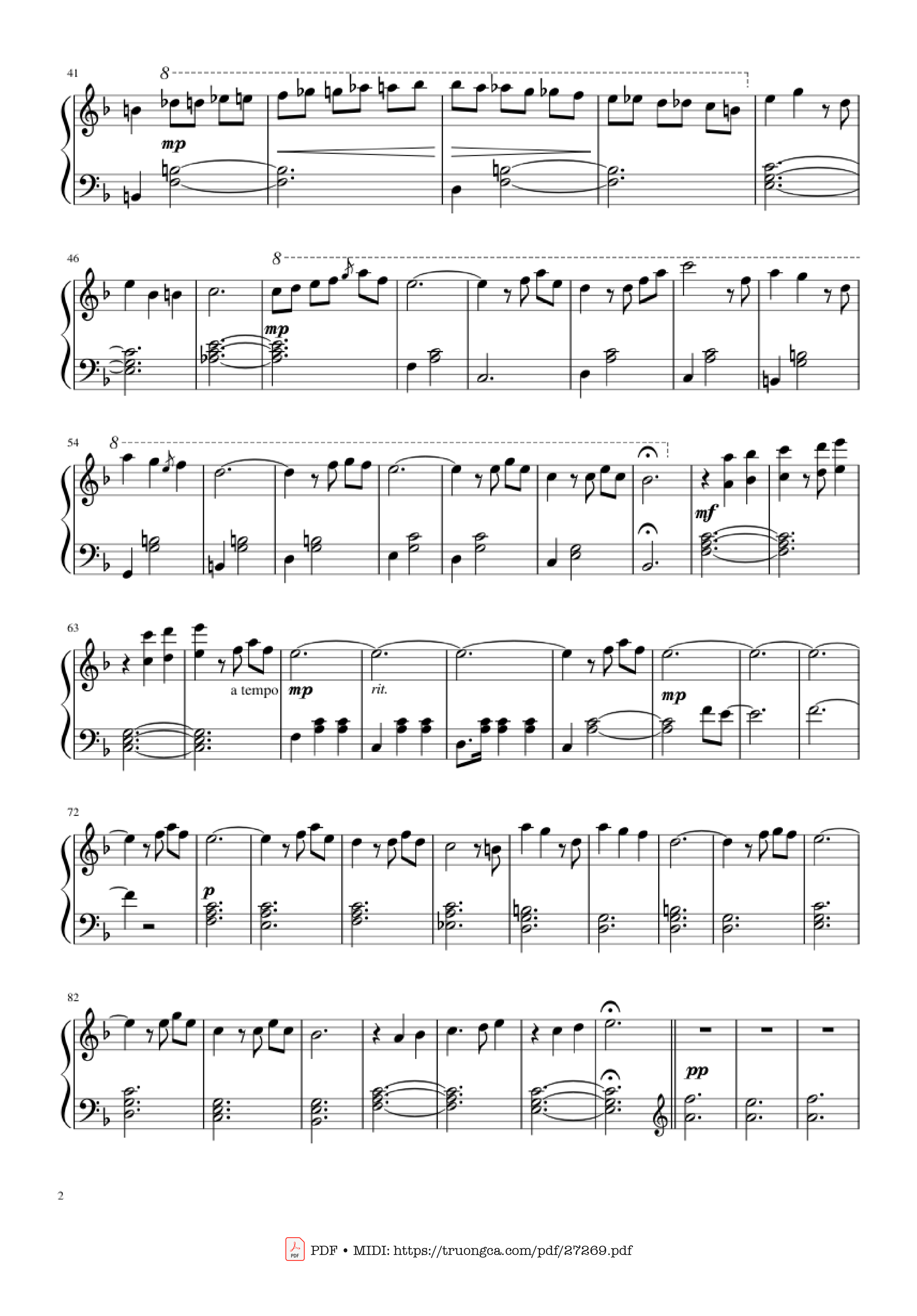 Trang 2 của Sheet nhạc PDF Piano bài hát Married Life Piano - Michael Giacchino