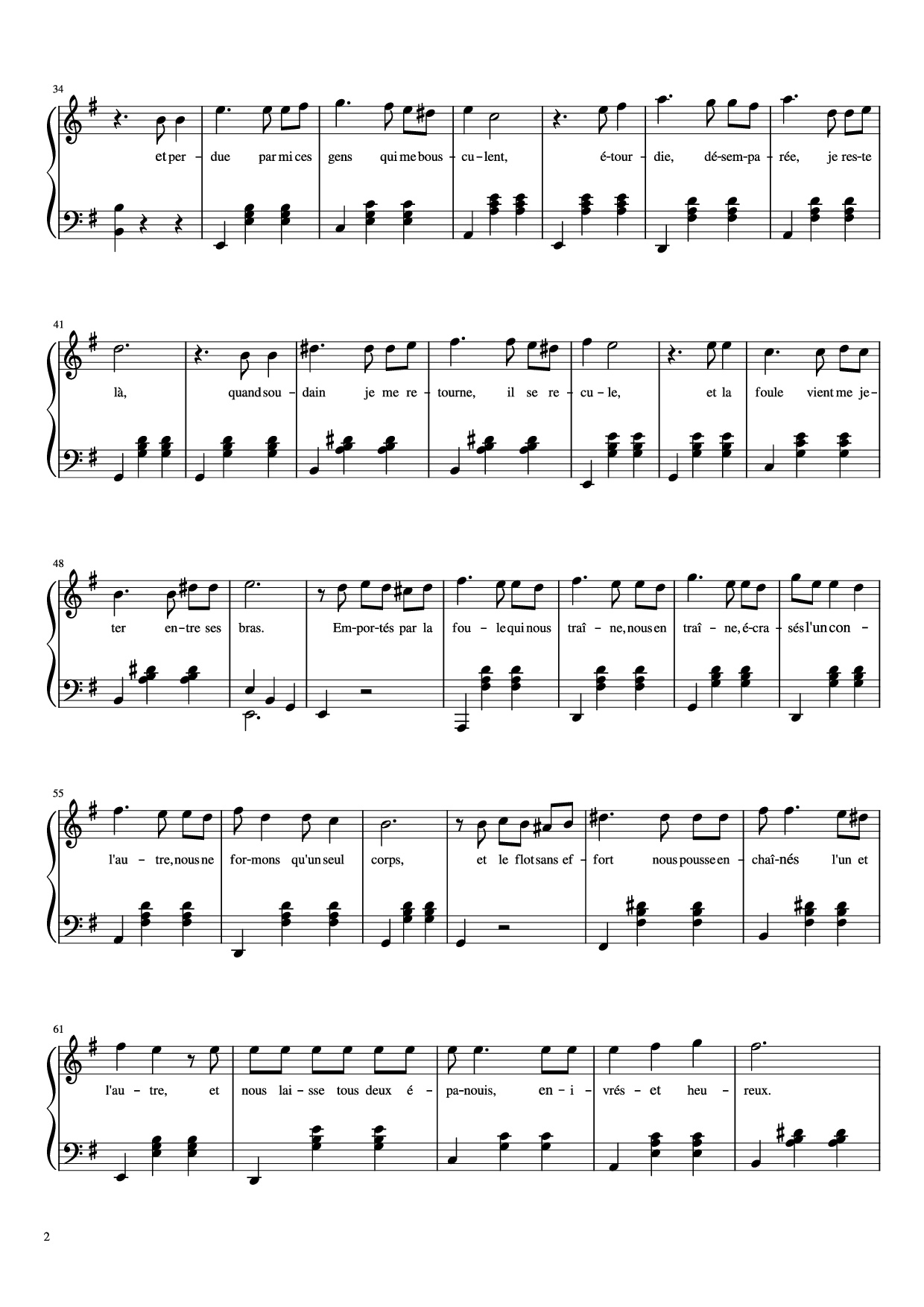 Trang 2 của Sheet nhạc PDF Piano bài hát La Foule Piano - Musique: Ángel Cabral