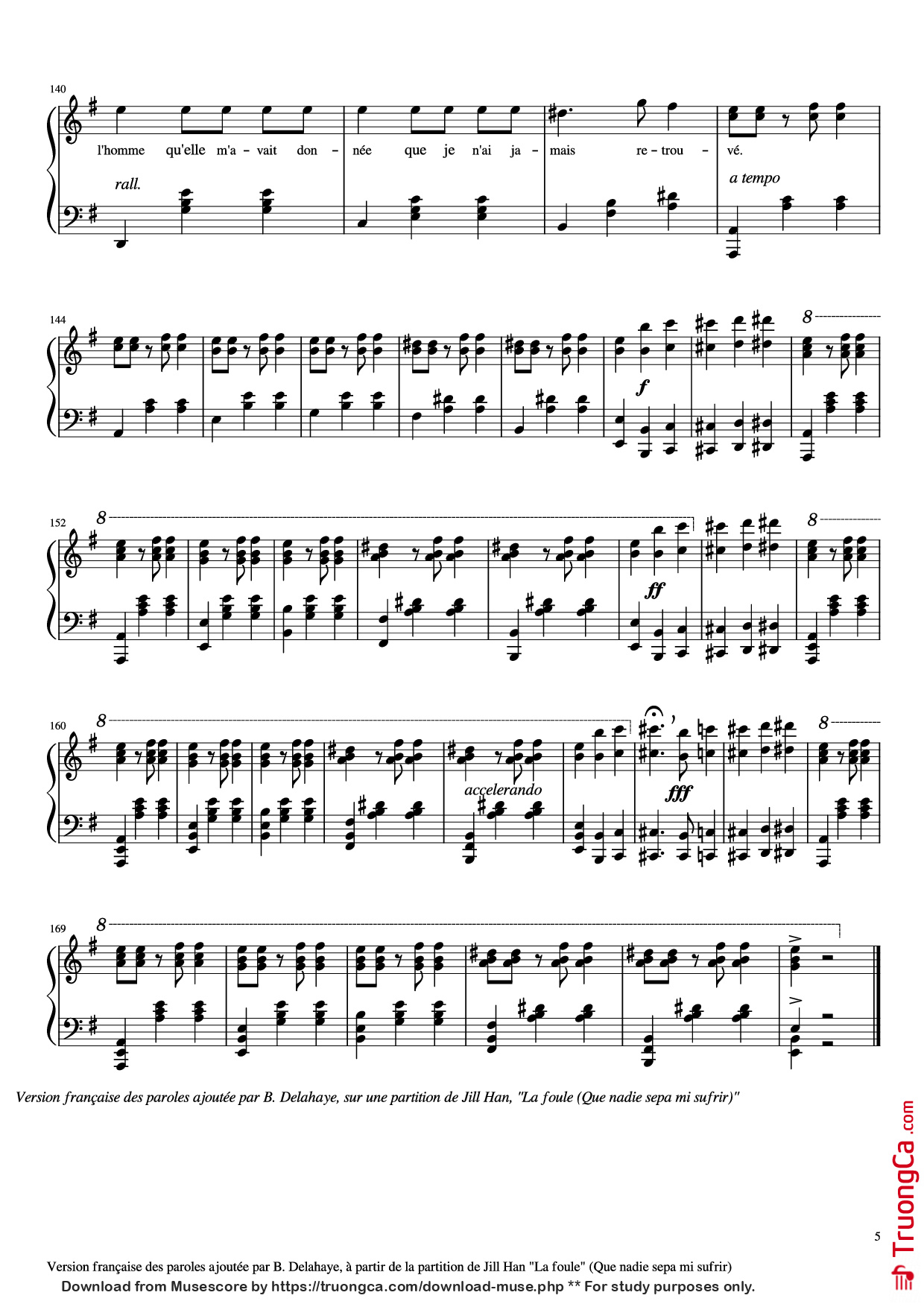 Trang 5 của Sheet nhạc PDF Piano bài hát La Foule Piano - Musique: Ángel Cabral