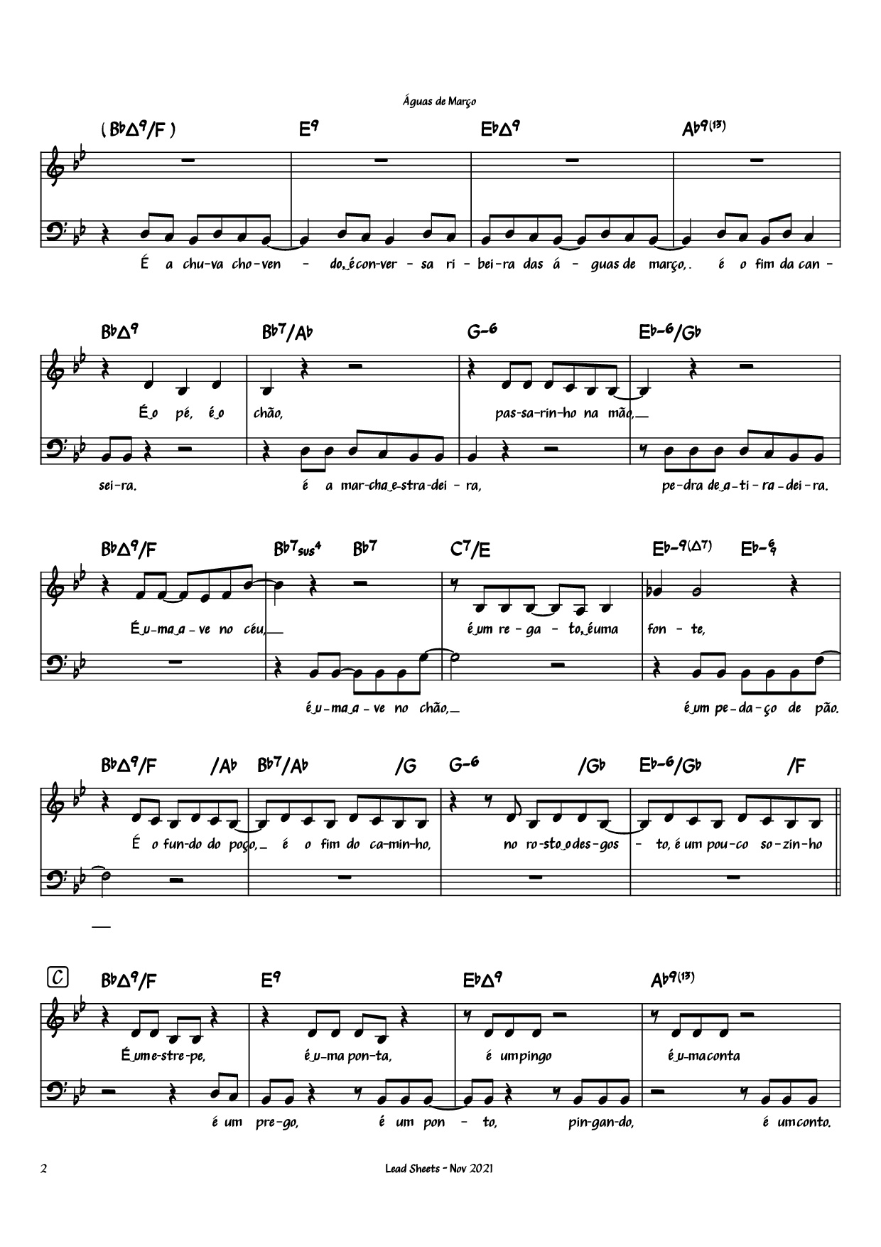 Trang 2 của Sheet nhạc PDF Piano bài hát Águas de Março Piano - Antônio Carlos Jobim