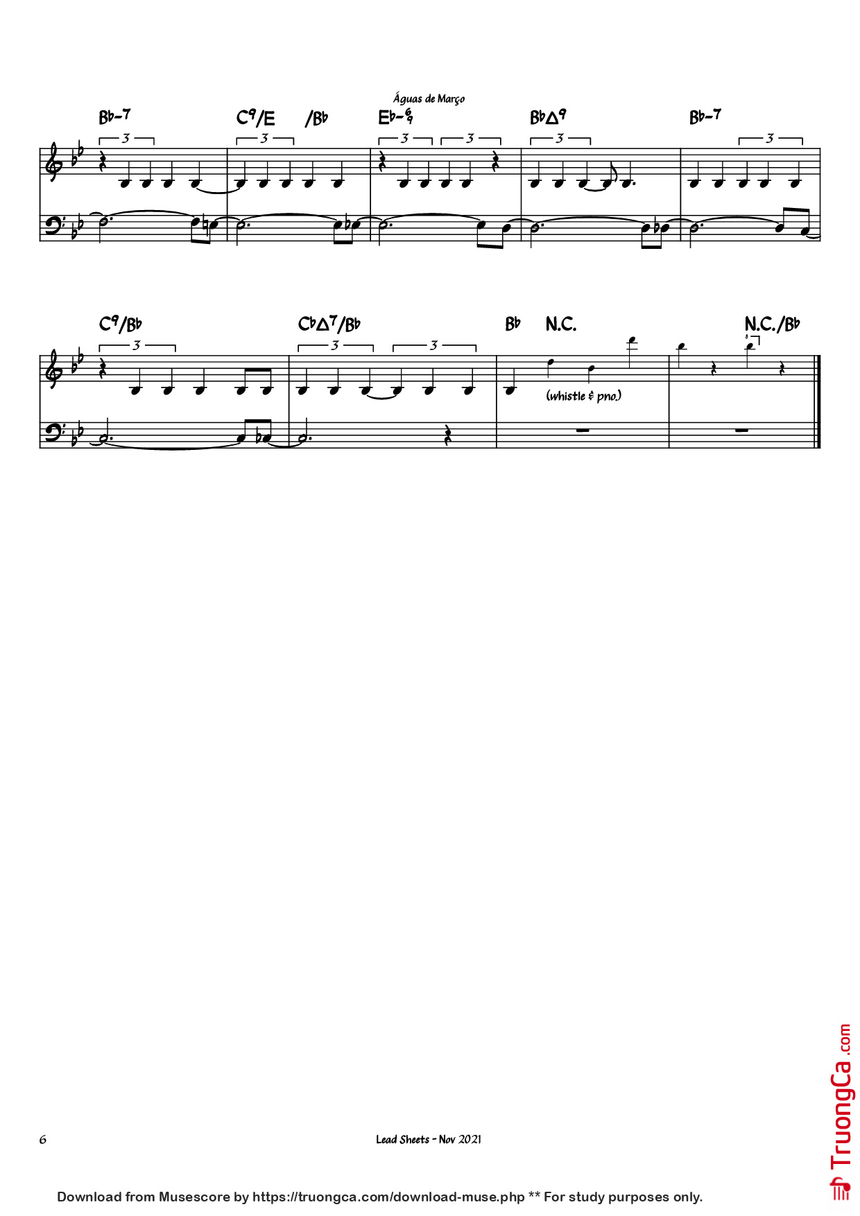 Trang 6 của Sheet nhạc PDF Piano bài hát Águas de Março Piano - Antônio Carlos Jobim