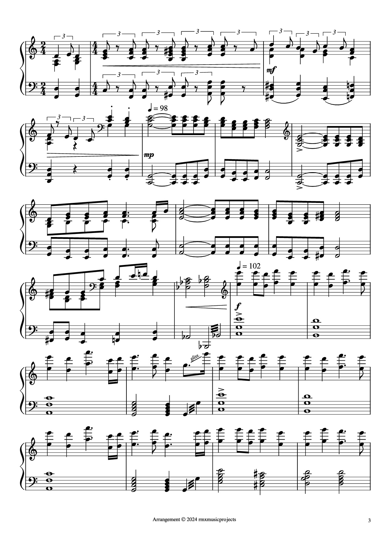 Trang 3 của Sheet nhạc PDF Piano bài hát Dragonheart - The World of the Heart Piano - Music by Randy Edelman