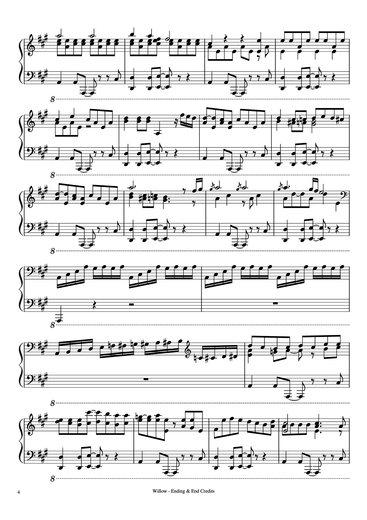 Trang 4 của Sheet nhạc PDF Piano bài hát Willow - Ending & End Credits Piano - Music by James Horner