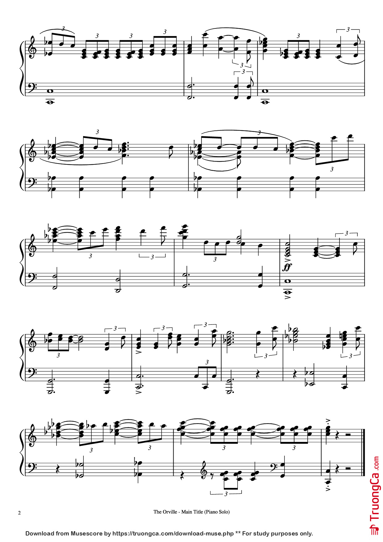 Trang 2 của Sheet nhạc PDF Piano bài hát The Orville - Main Title Piano - Music by Bruce Broughton