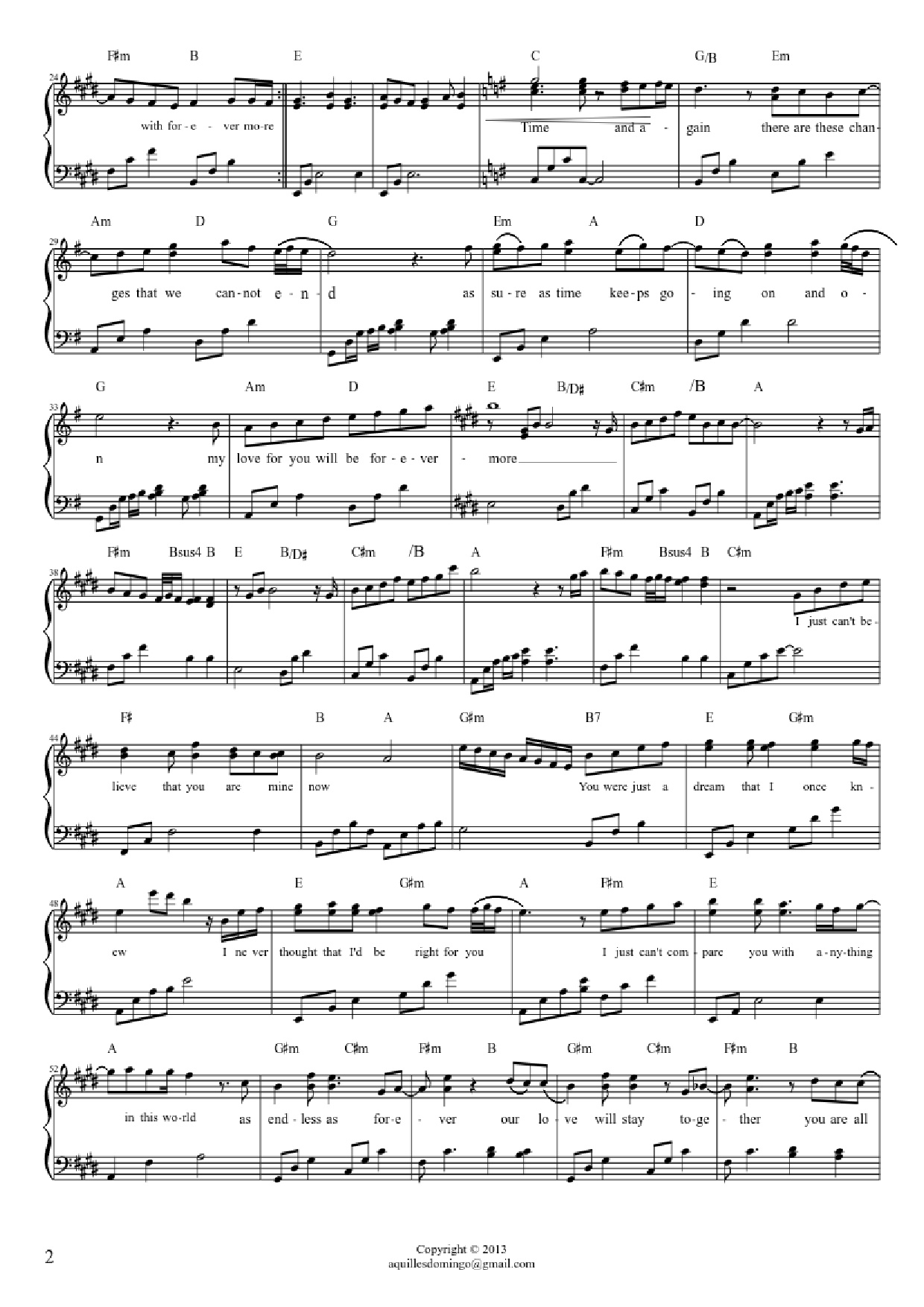 Trang 2 của Sheet nhạc PDF Piano bài hát Forevermore Piano - SIDE A