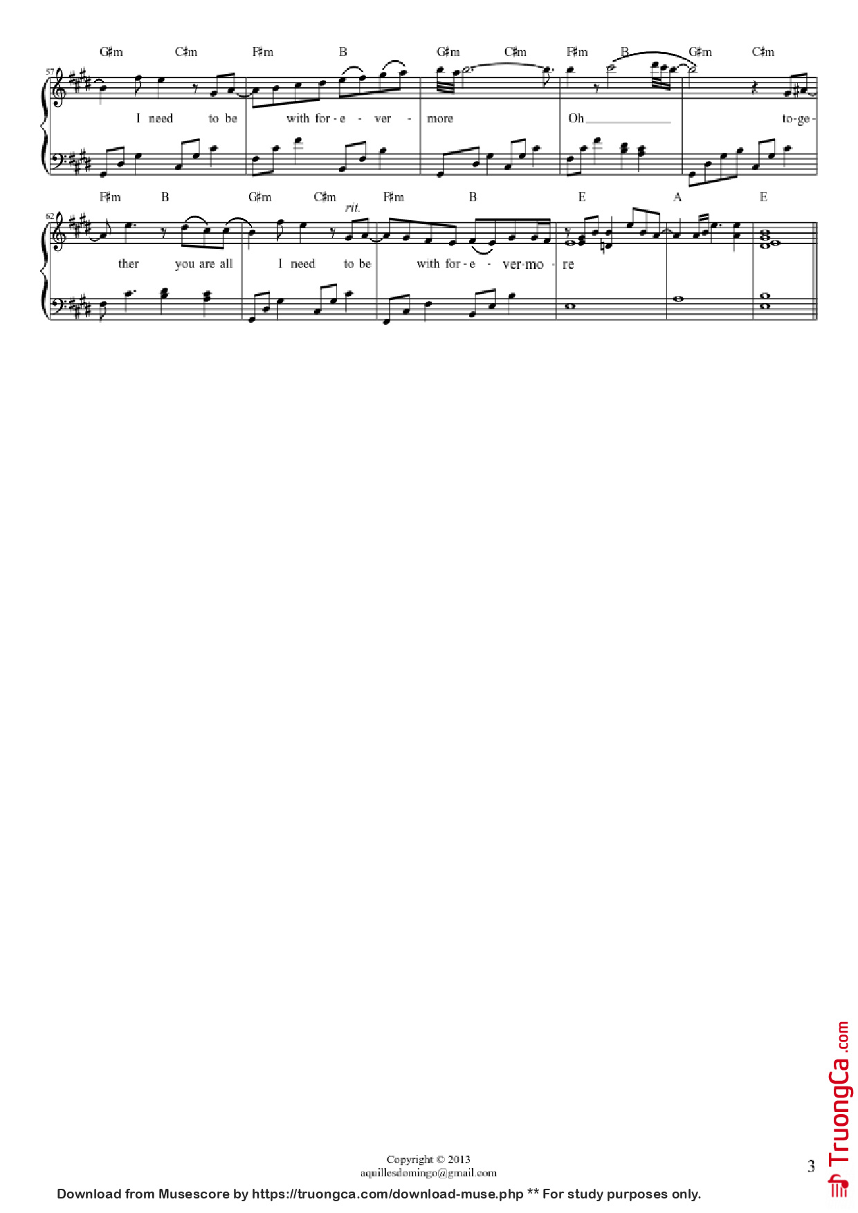 Trang 3 của Sheet nhạc PDF Piano bài hát Forevermore Piano - SIDE A