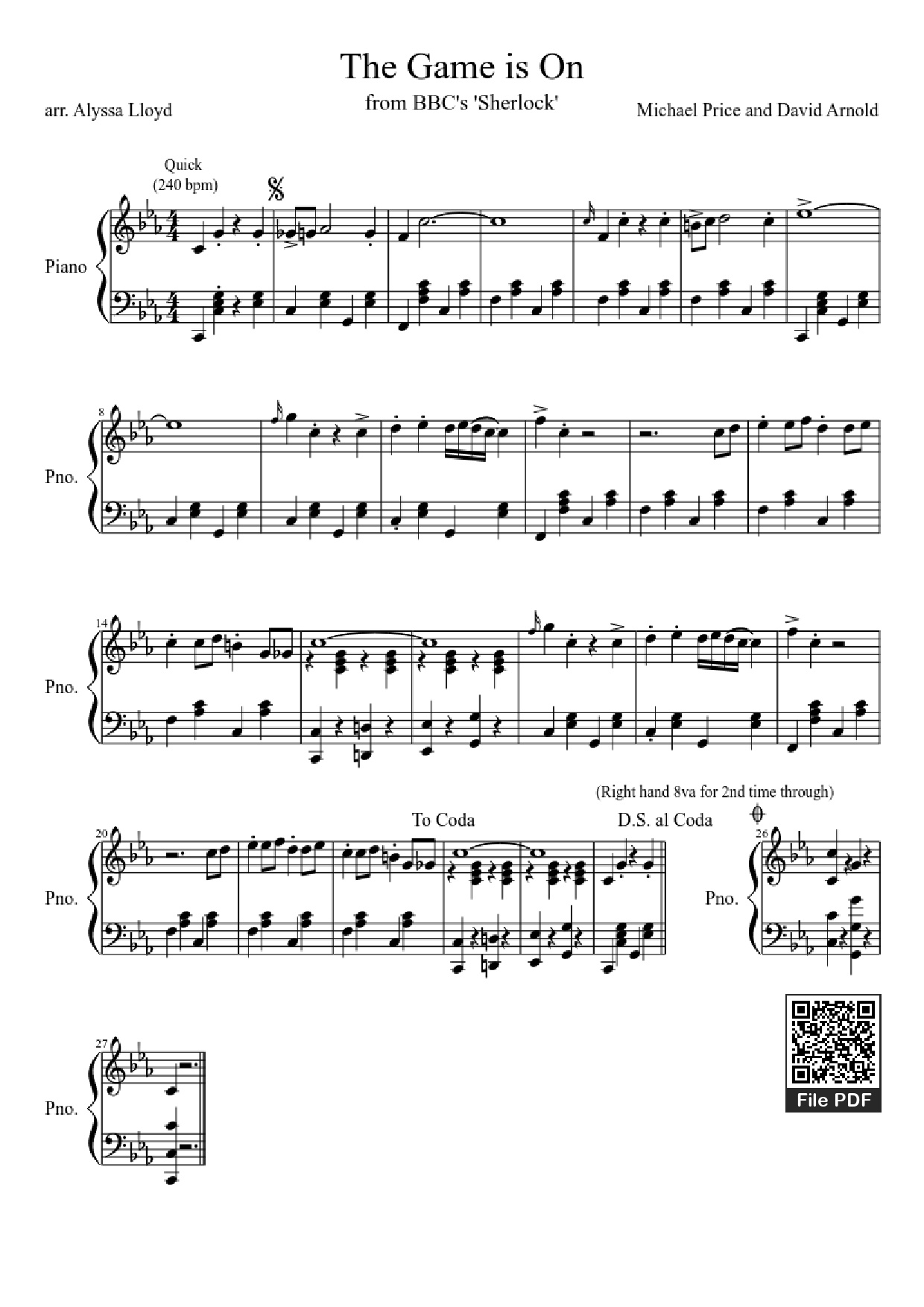 Sheet nhạc PDF bài The Game is On Piano