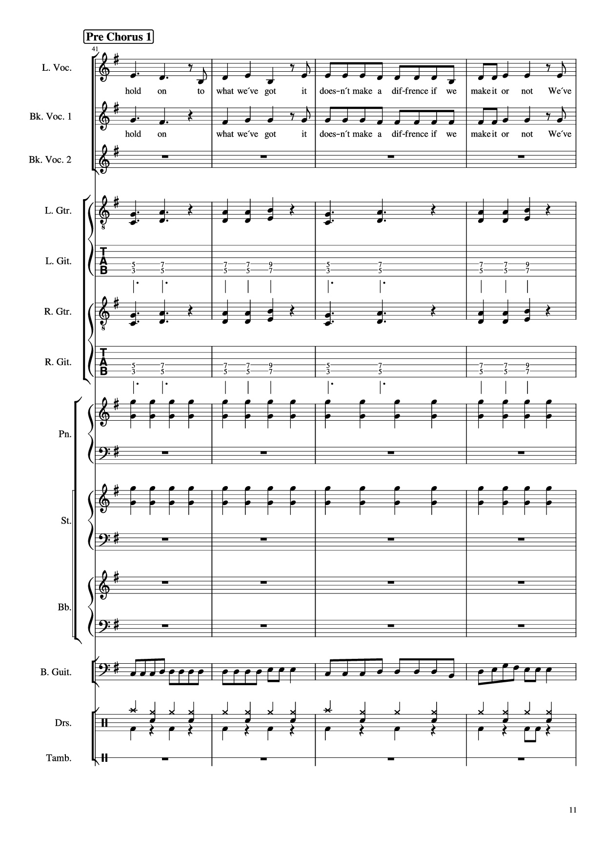 Trang 11 của Sheet nhạc PDF Piano Guitar Tab bài hát Livin