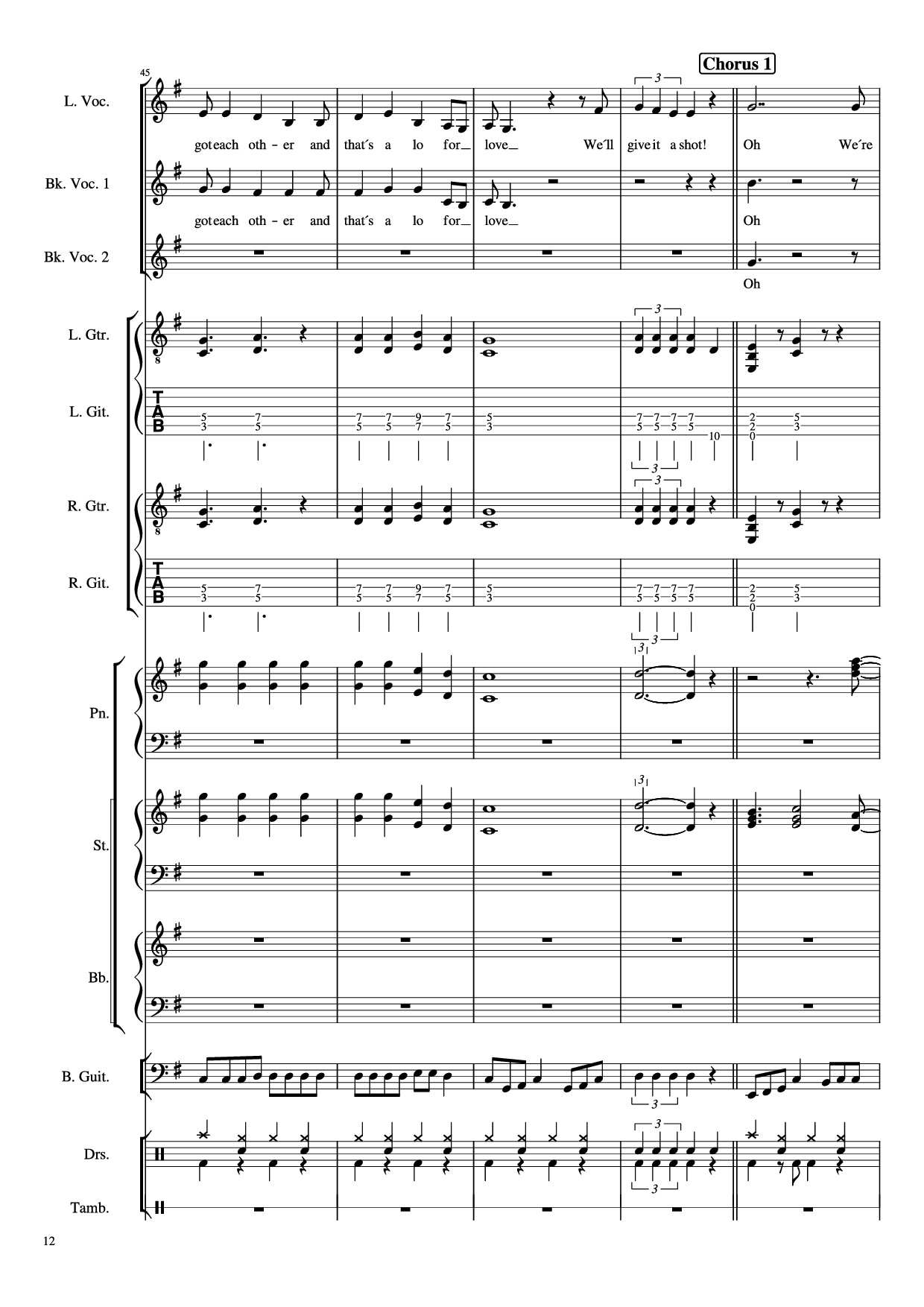 Trang 12 của Sheet nhạc PDF Piano Guitar Tab bài hát Livin