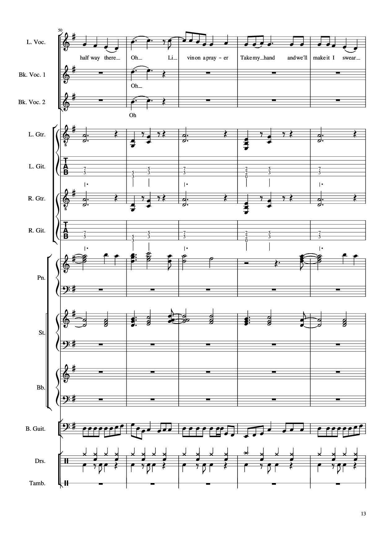 Trang 13 của Sheet nhạc PDF Piano Guitar Tab bài hát Livin