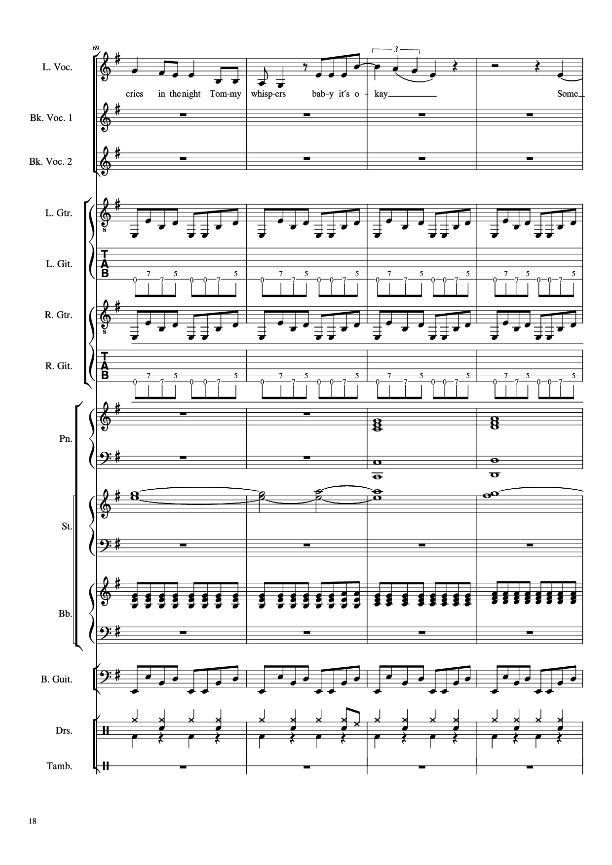 Trang 18 của Sheet nhạc PDF Piano Guitar Tab bài hát Livin
