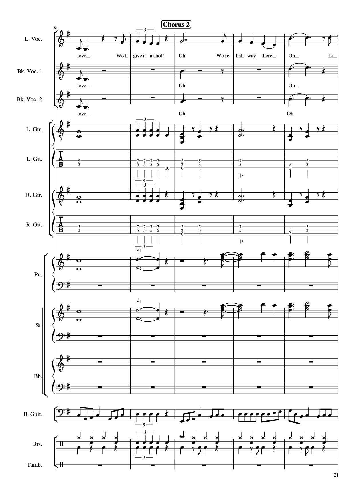 Trang 21 của Sheet nhạc PDF Piano Guitar Tab bài hát Livin