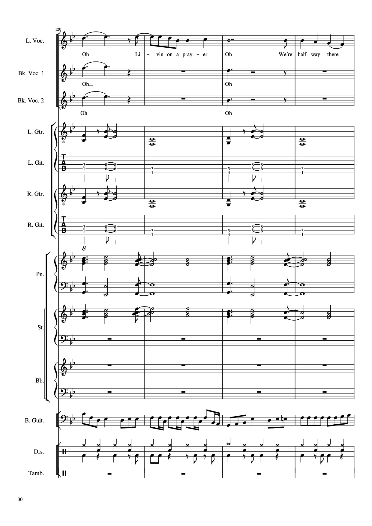 Trang 30 của Sheet nhạc PDF Piano Guitar Tab bài hát Livin