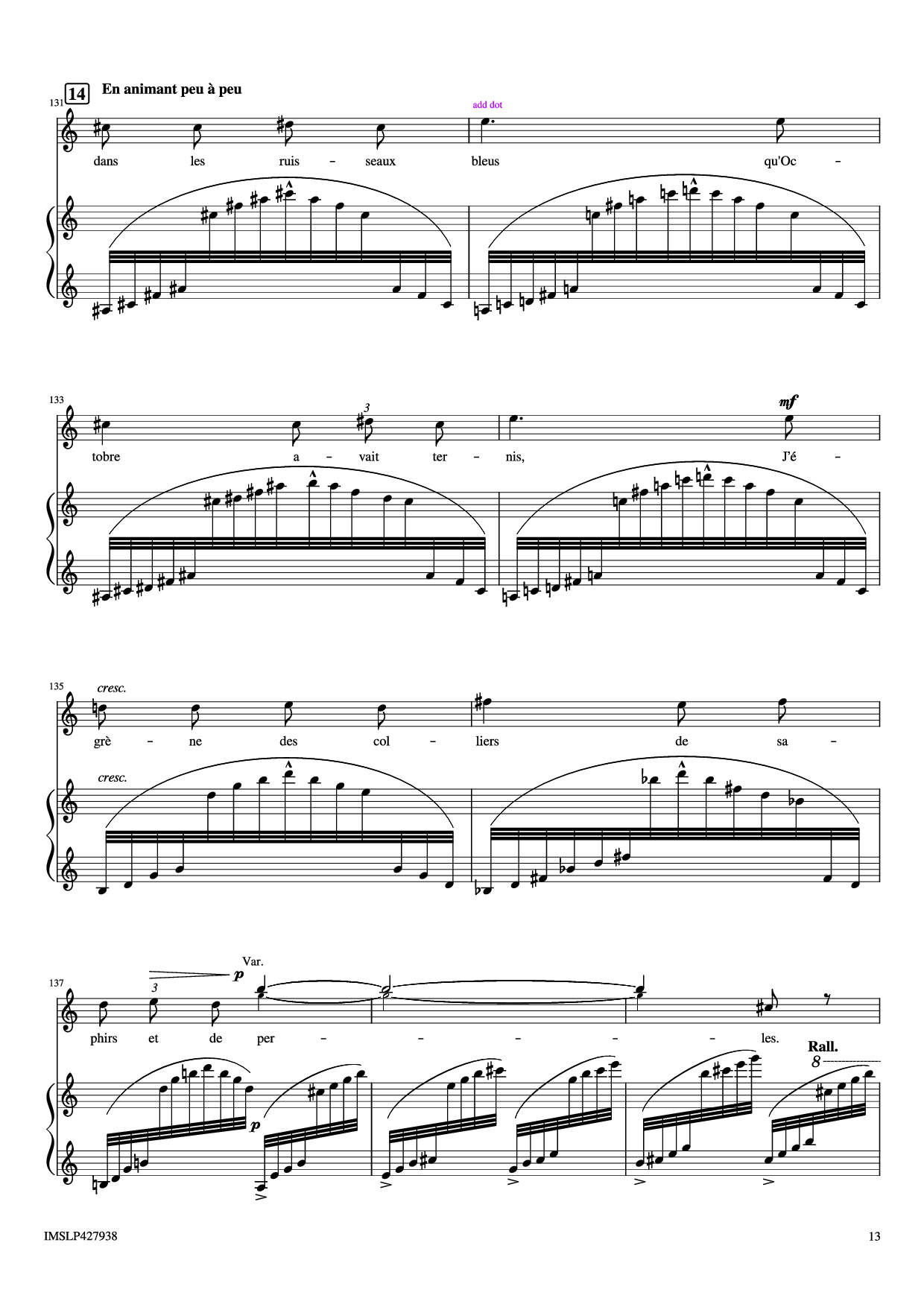 Trang 13 của Sheet nhạc PDF Piano bài hát Renouveau Piano - Lili BOULANGER