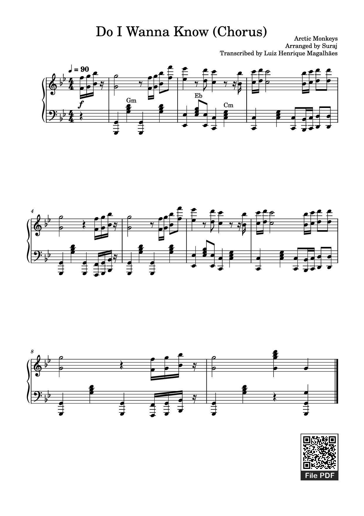 Sheet nhạc PDF bài Do I Wanna Know (Chorus) Piano