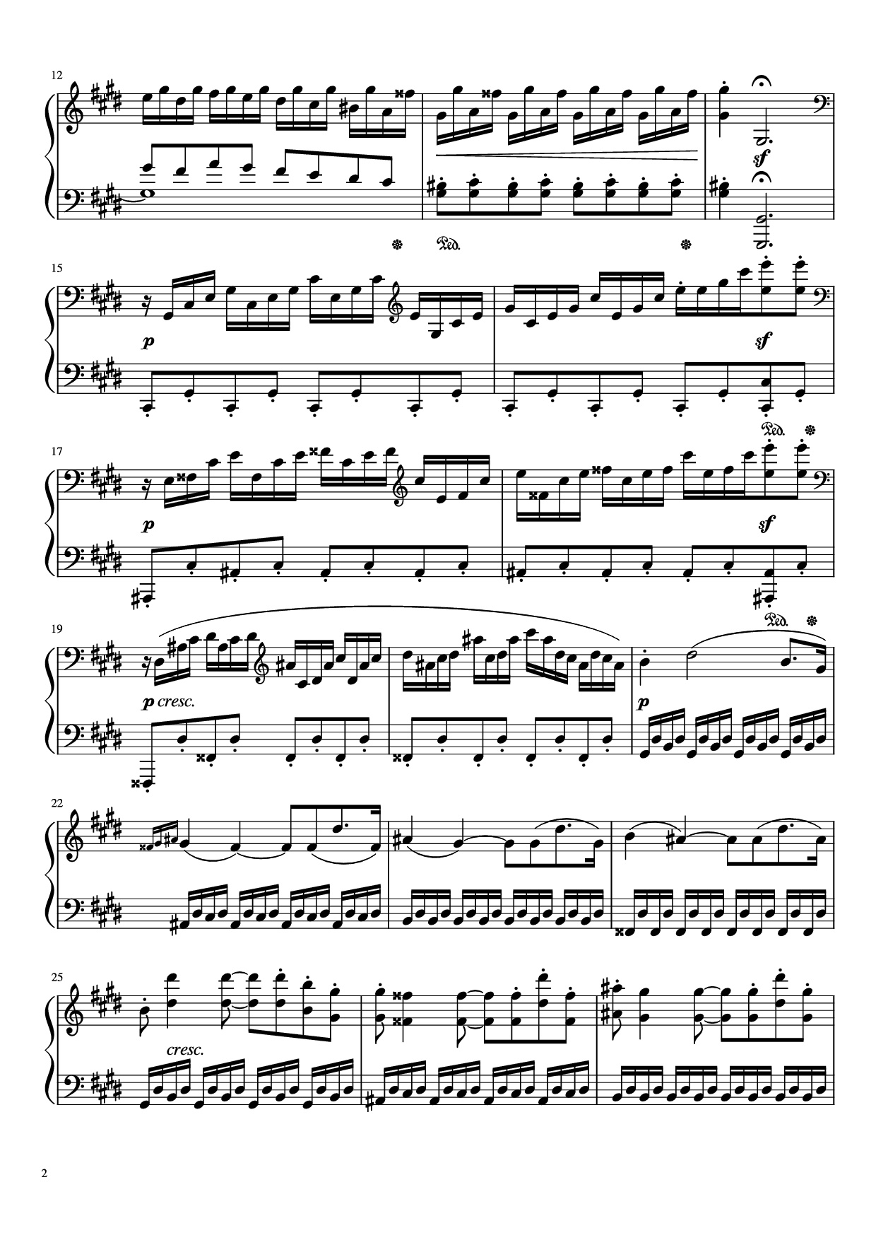 Trang 2 của Sheet nhạc PDF Piano bài hát Sonata in C# Minor, Moonlight Piano - LUDWIG VAN BEETHOVEN