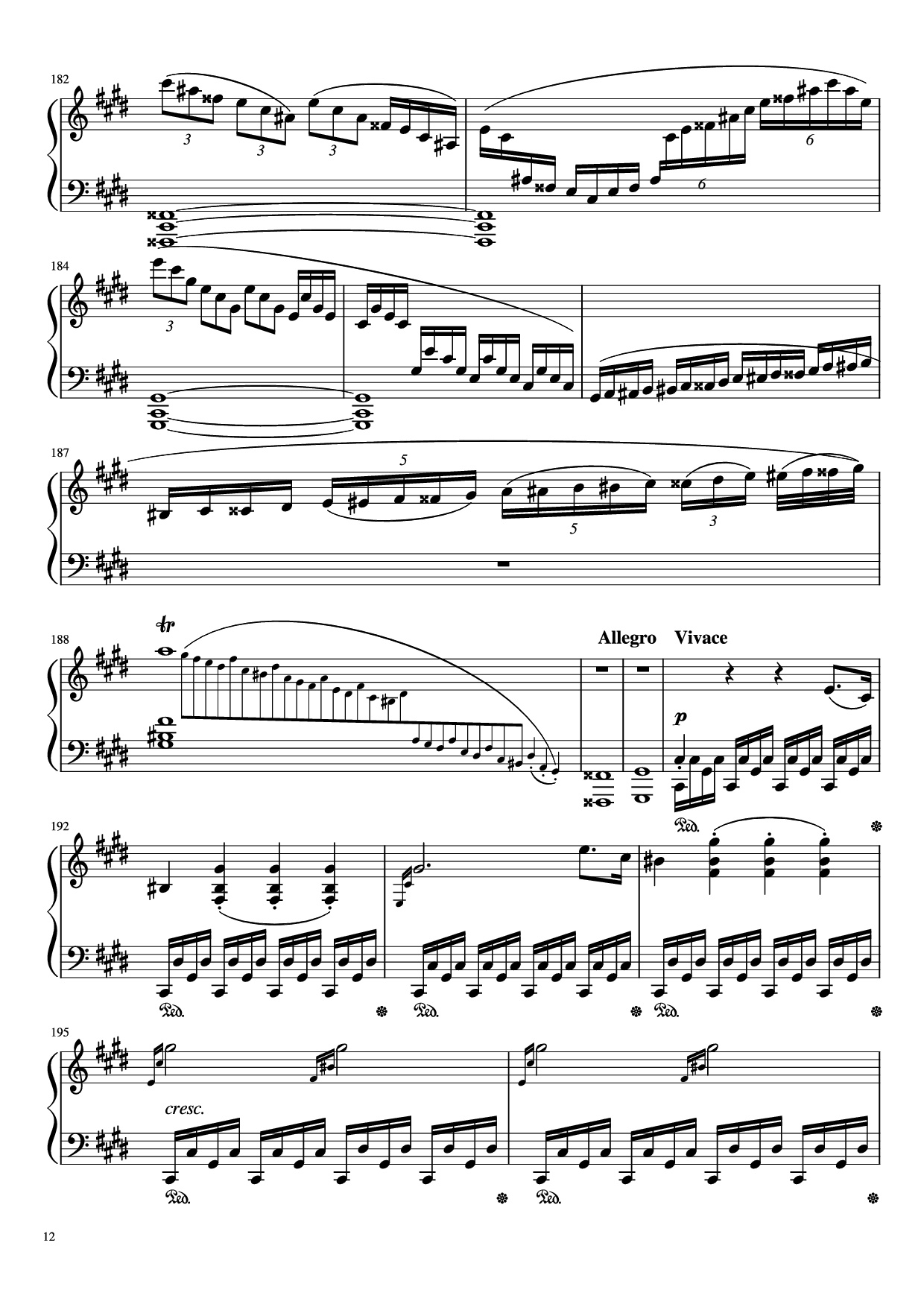 Trang 12 của Sheet nhạc PDF Piano bài hát Sonata in C# Minor, Moonlight Piano - LUDWIG VAN BEETHOVEN