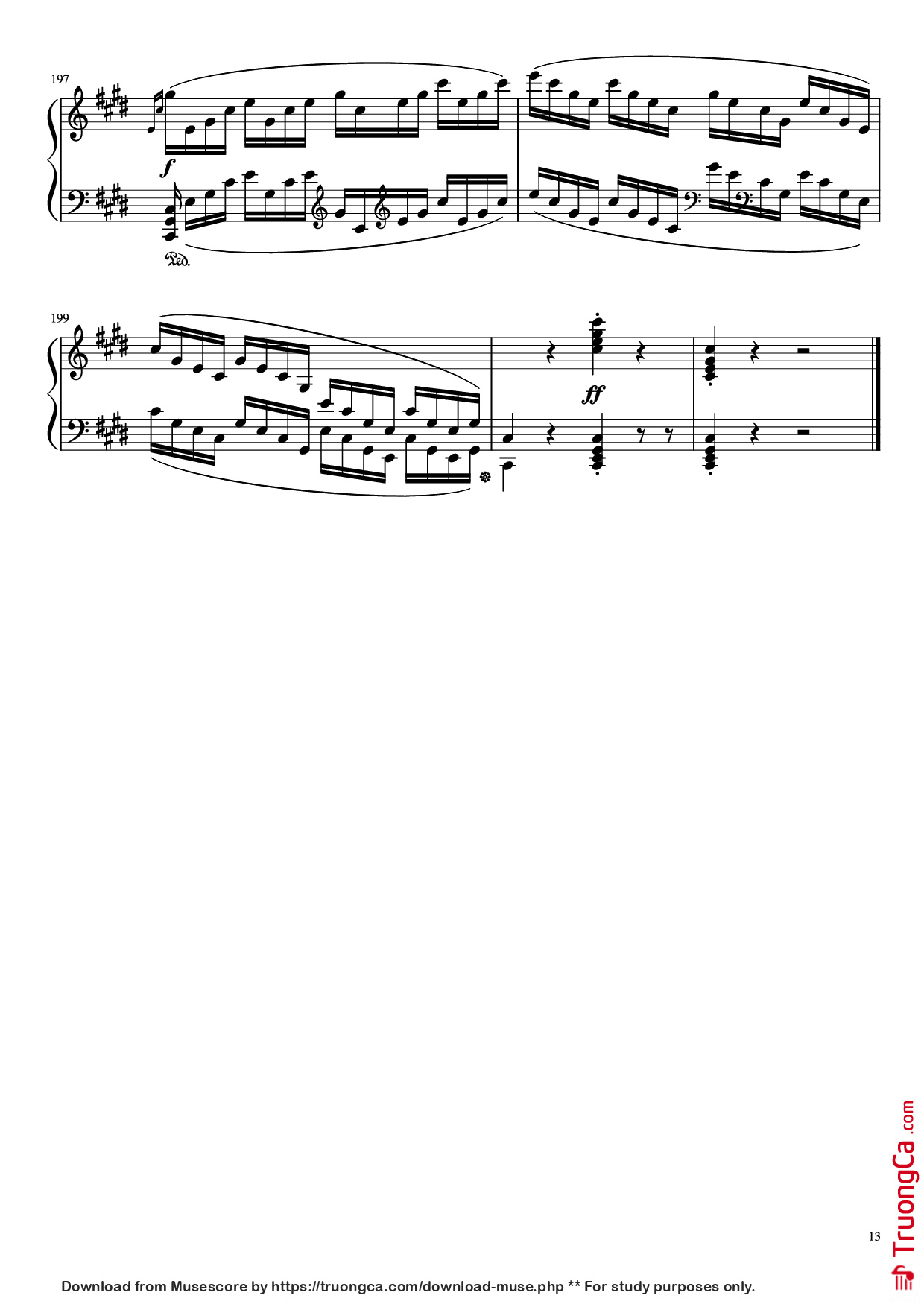 Trang 13 của Sheet nhạc PDF Piano bài hát Sonata in C# Minor, Moonlight Piano - LUDWIG VAN BEETHOVEN