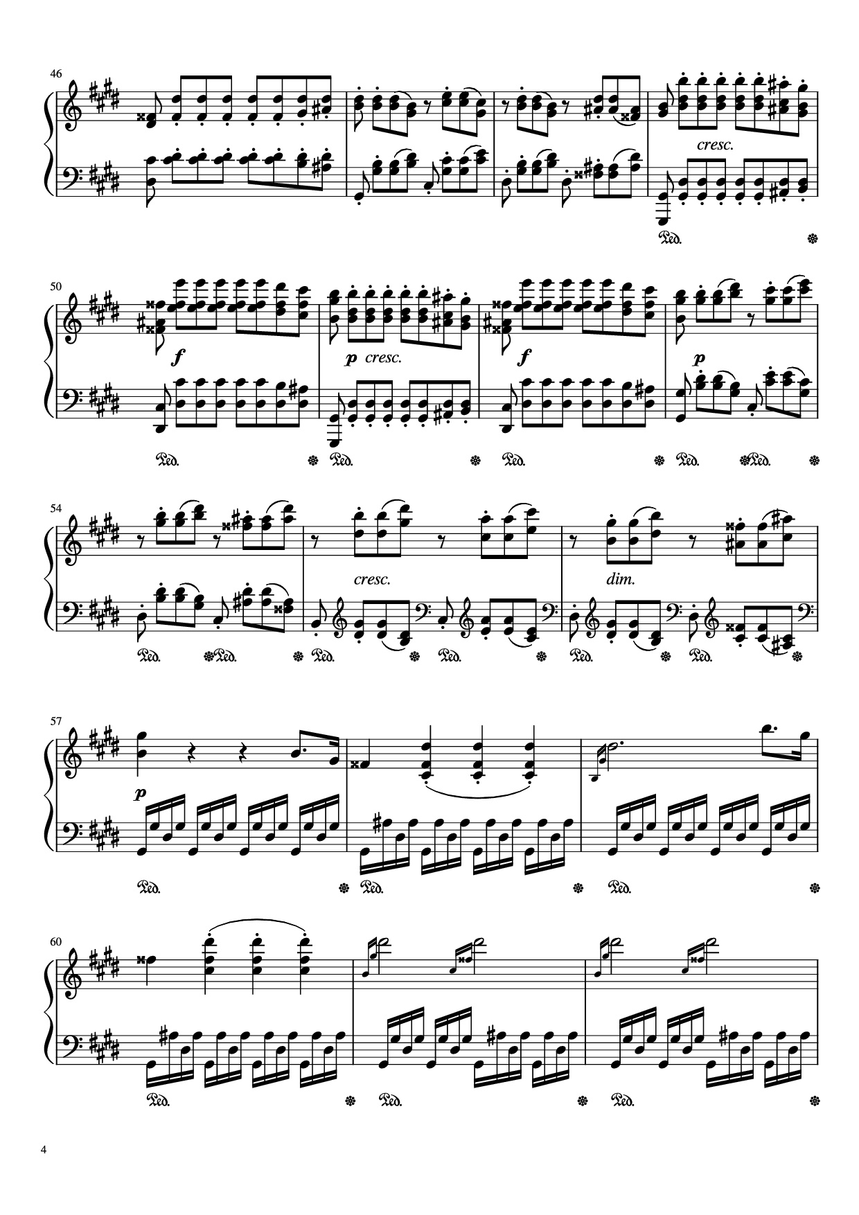 Trang 4 của Sheet nhạc PDF Piano bài hát Sonata in C# Minor, Moonlight Piano - LUDWIG VAN BEETHOVEN