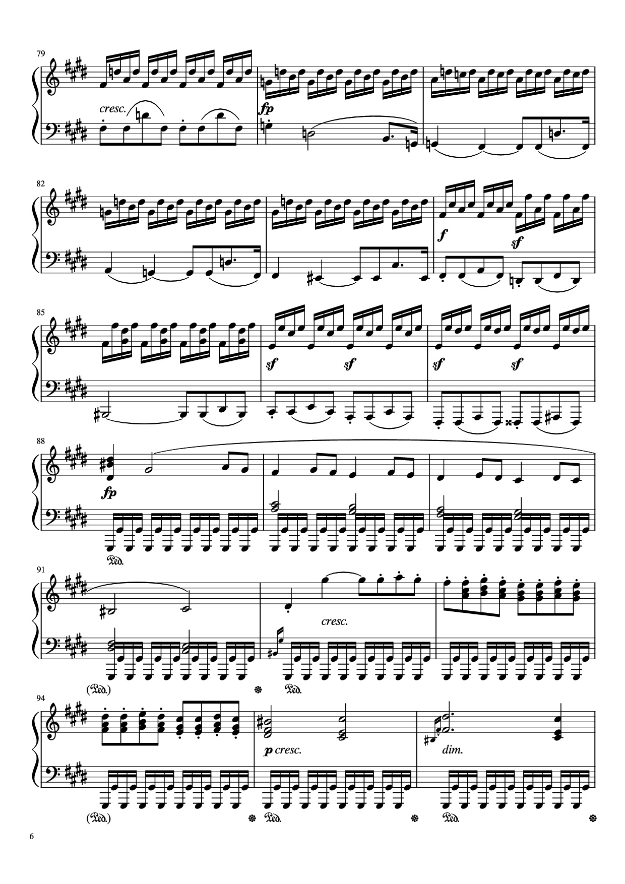 Trang 6 của Sheet nhạc PDF Piano bài hát Sonata in C# Minor, Moonlight Piano - LUDWIG VAN BEETHOVEN